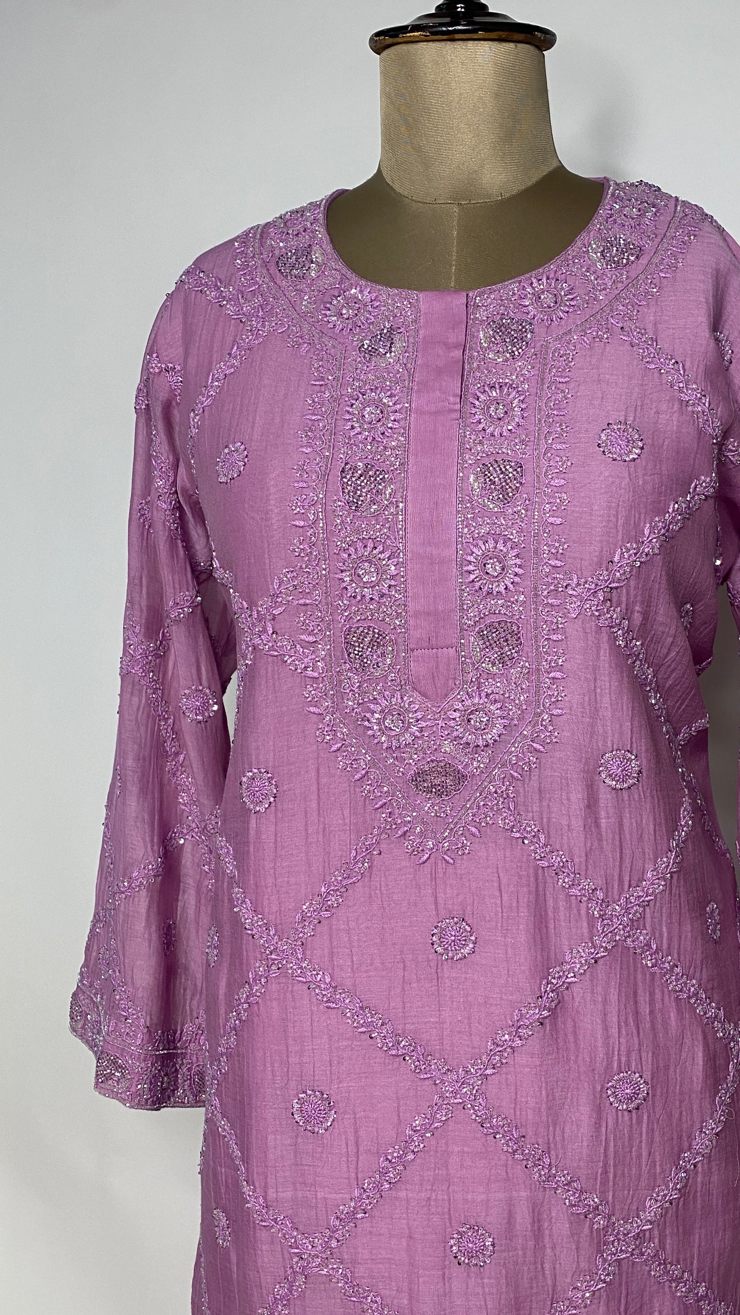 Bright Lilac Chikankari Festive Co-ord Set