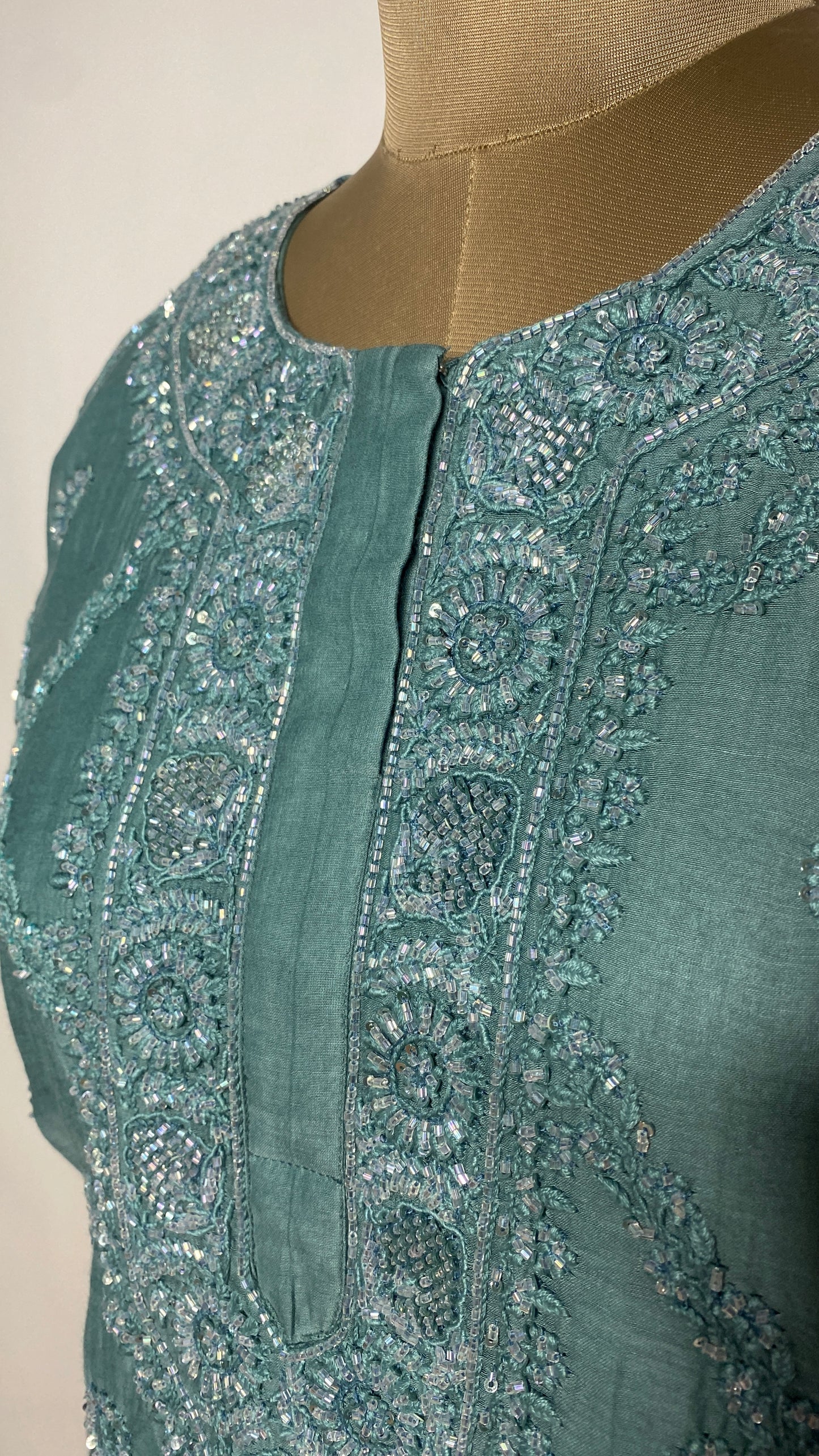 Teal Blue Chikankari Festive Co-ord Set