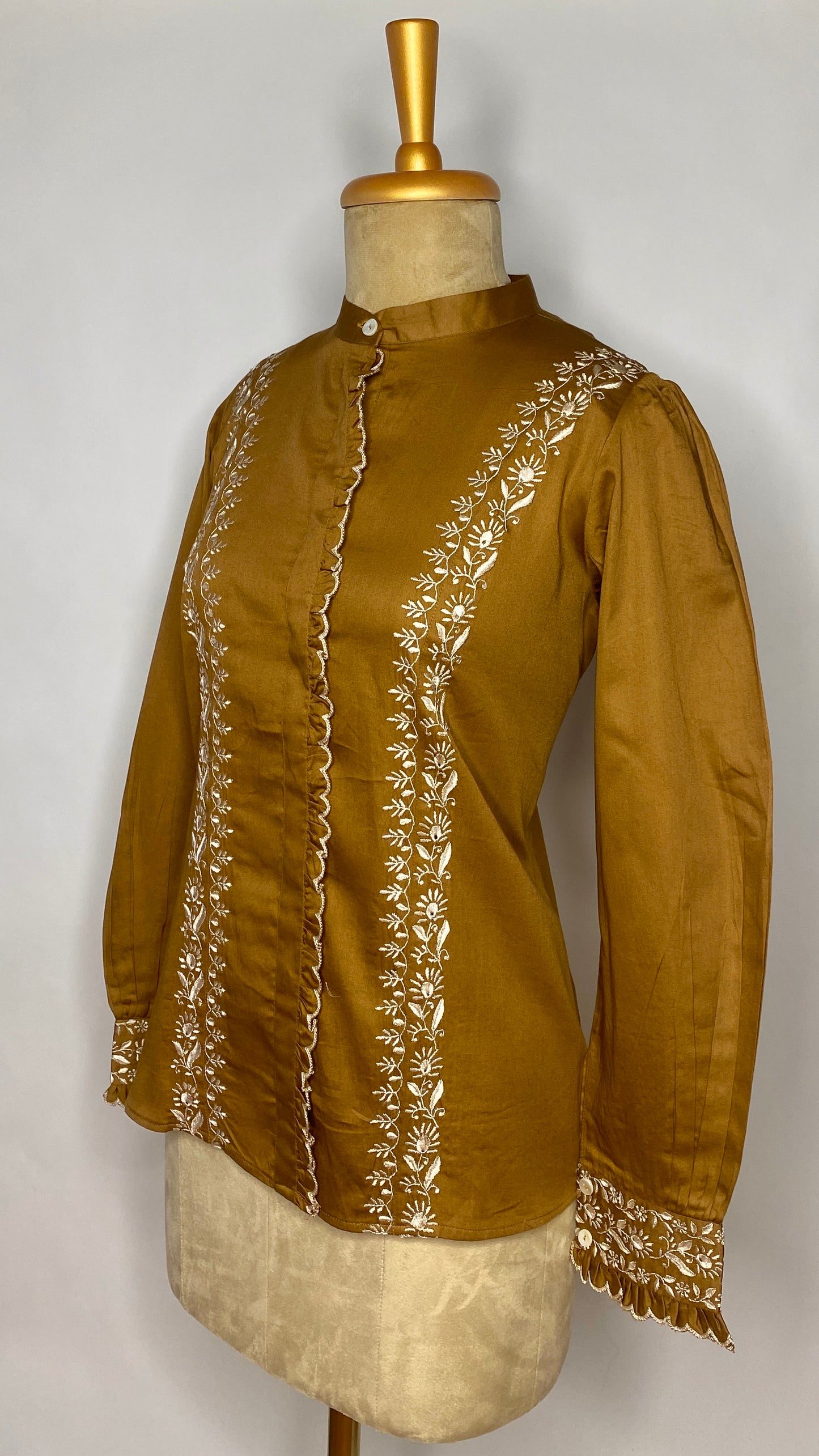 Golden Chikankari Cotton Shirt