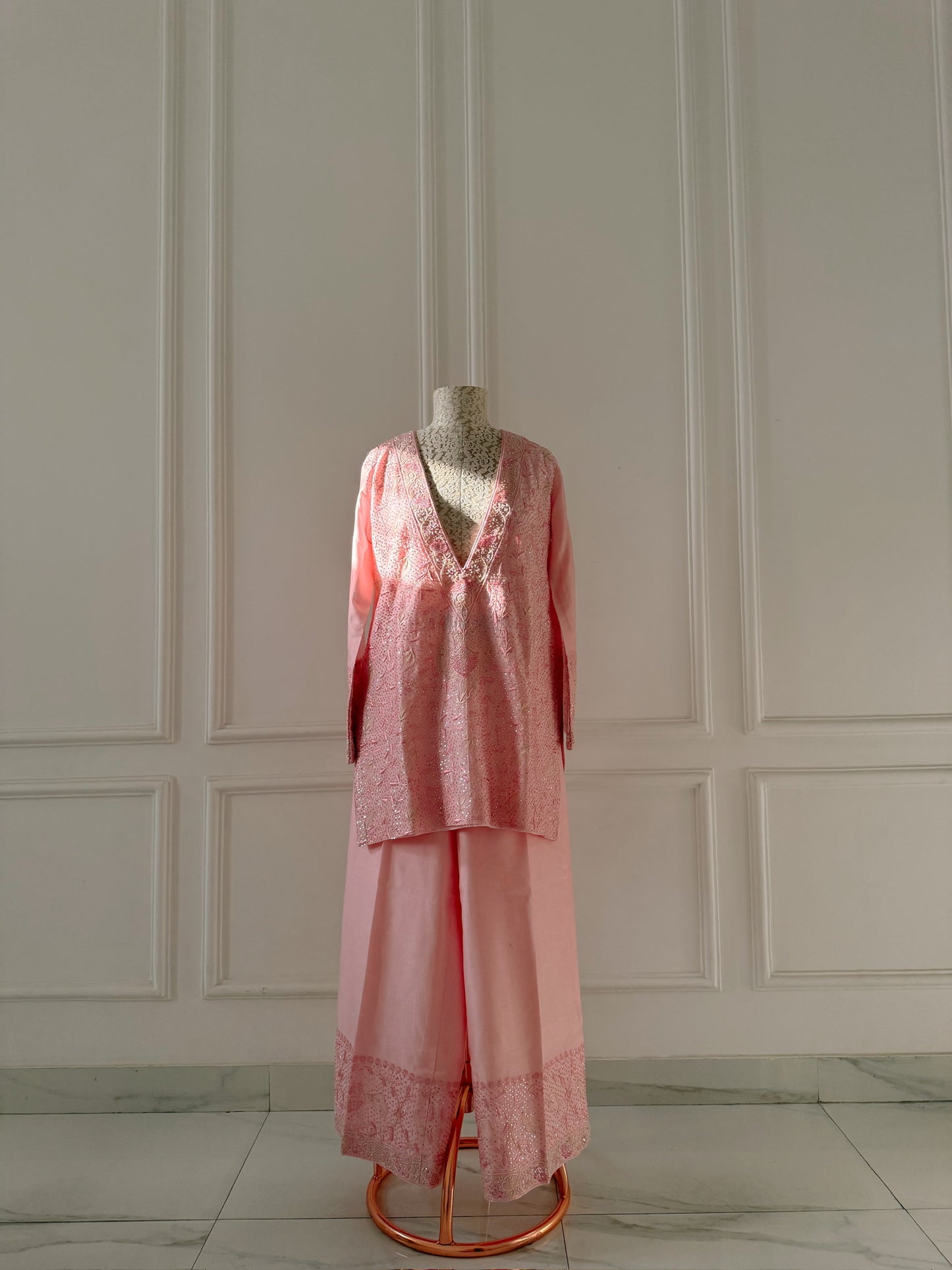 Baby Pink Relaxed Fit Chikankari Co-ord Set