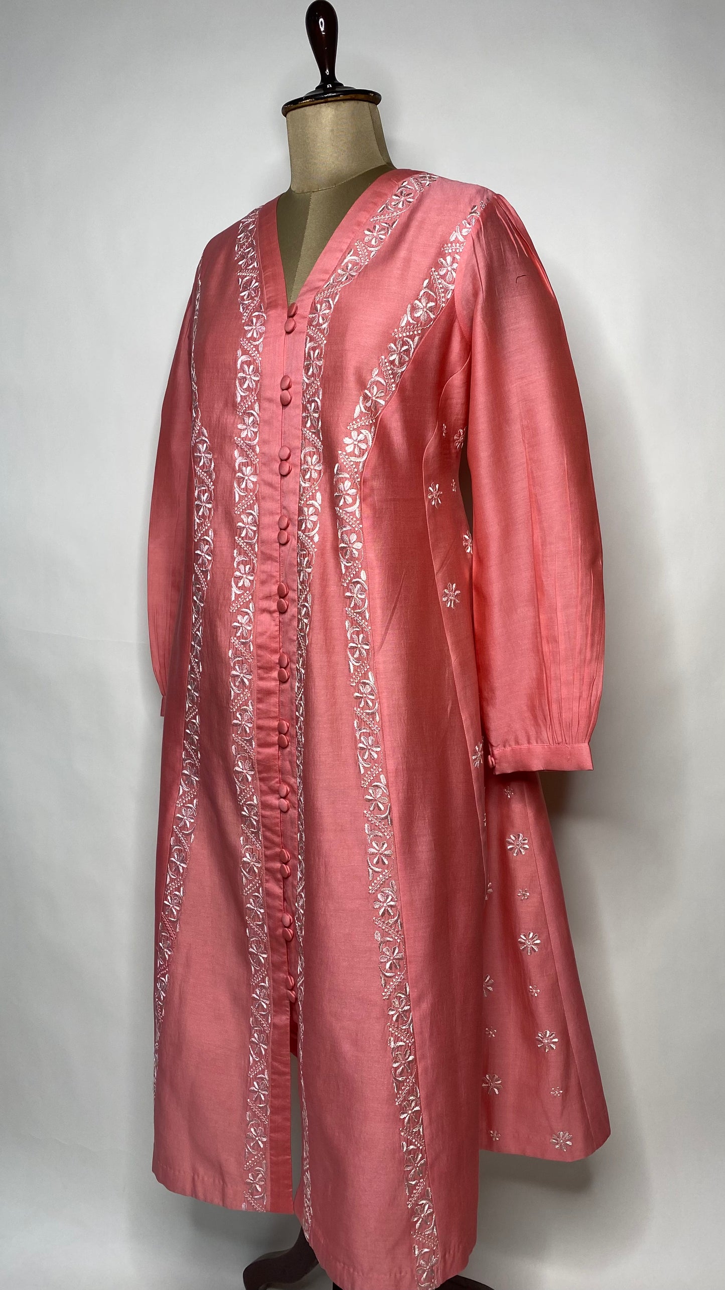 Cherry Pink Panelled Chanderi Long Dress