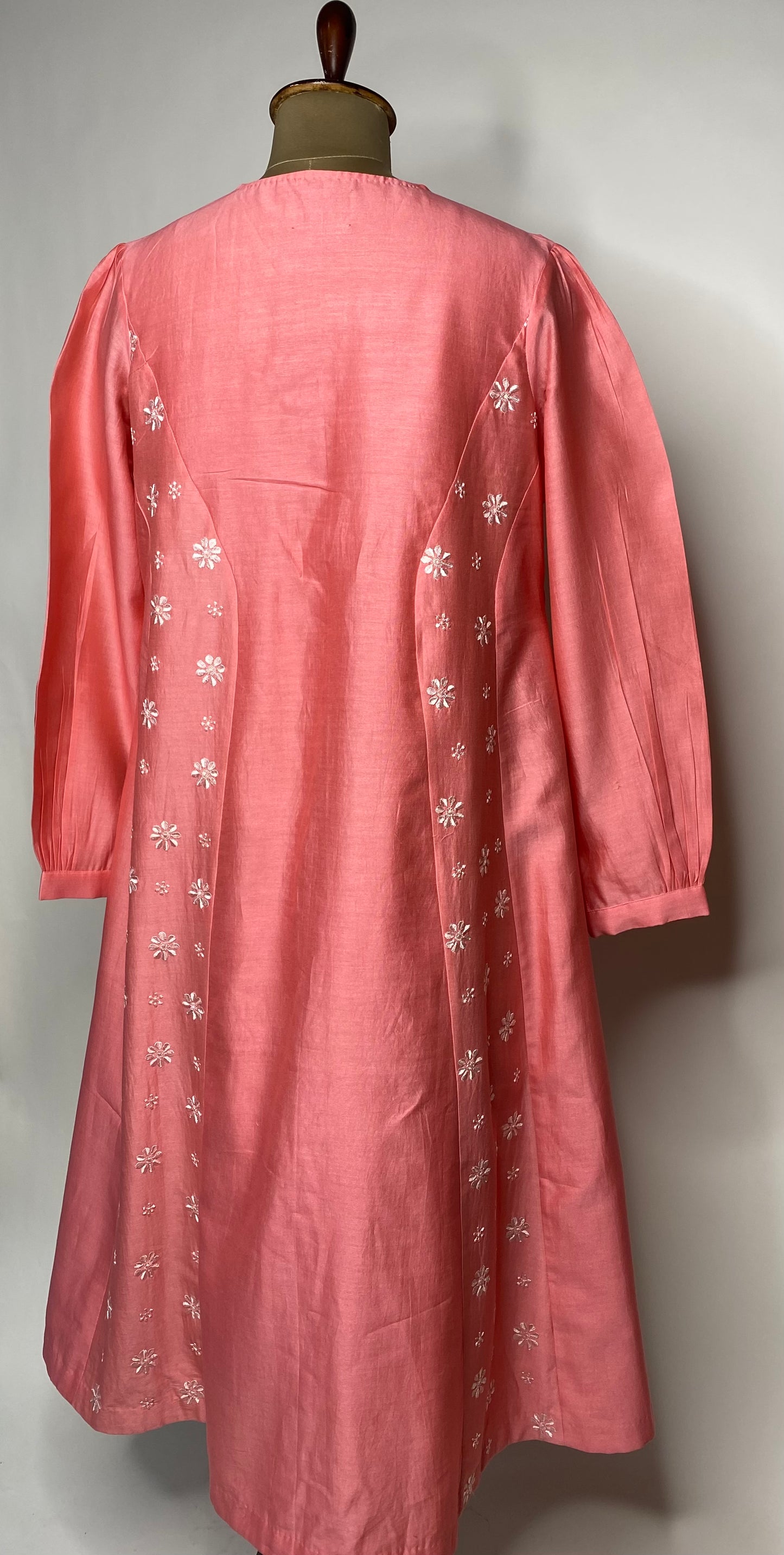 Cherry Pink Panelled Chanderi Long Dress