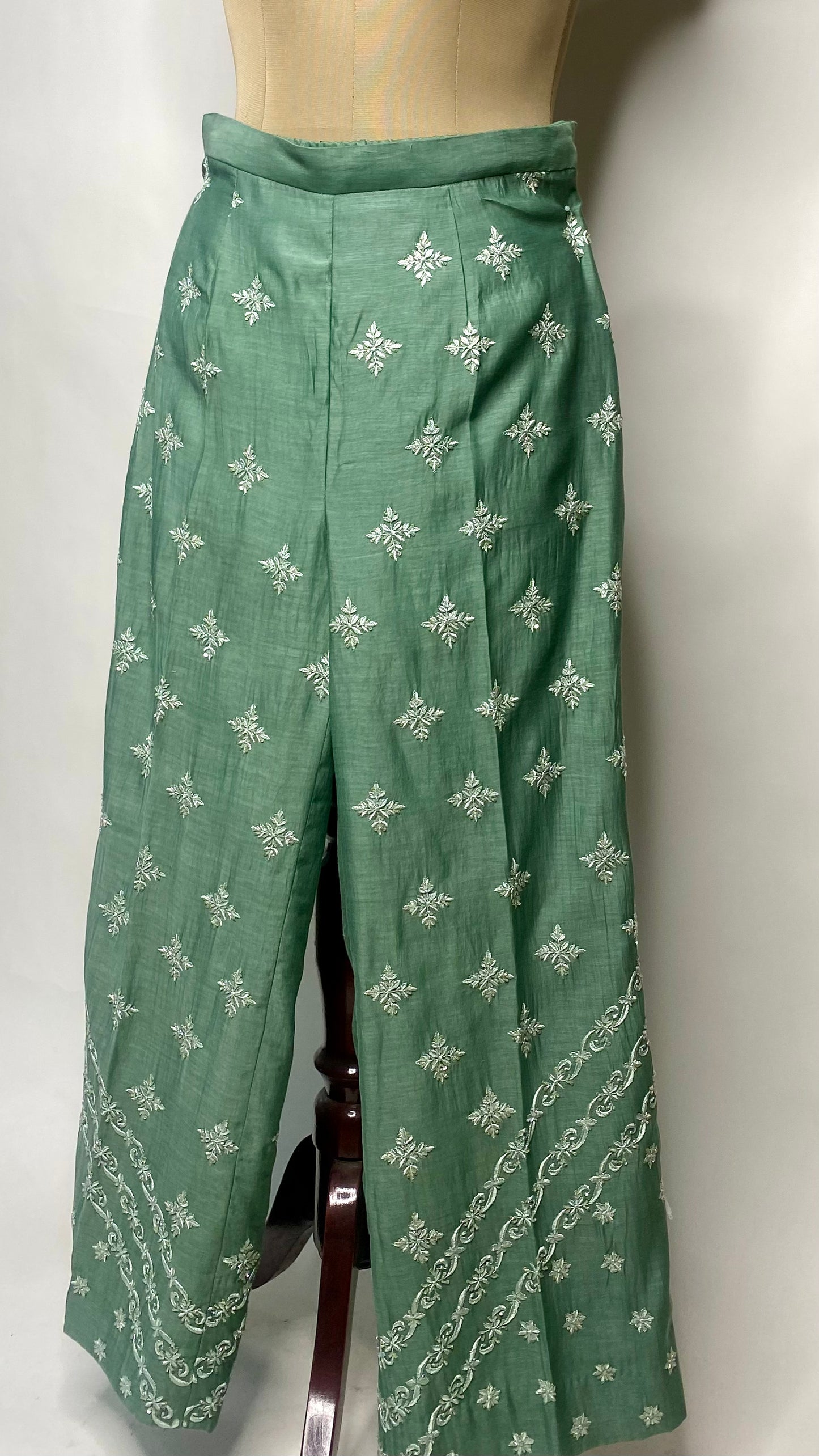 Green Mul Chanderi Chikankari Co-Ord Set