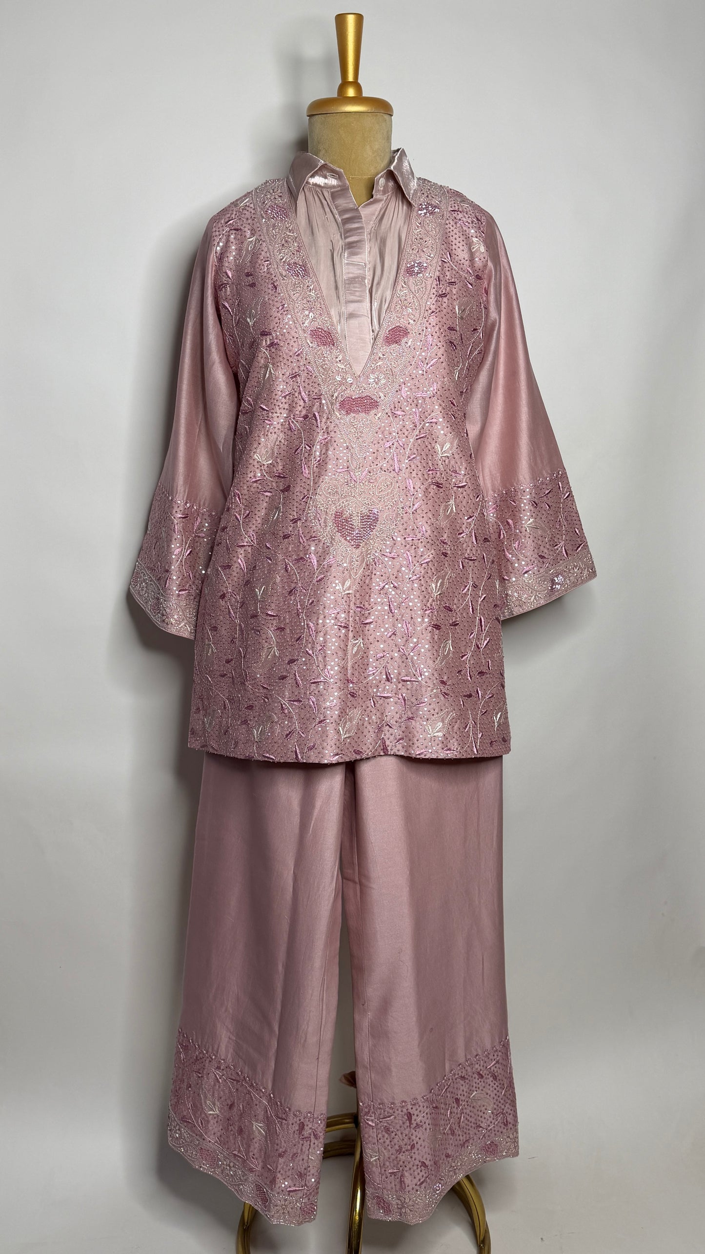 Light Mauve Relaxed Fit Chikankari Co-ord Set