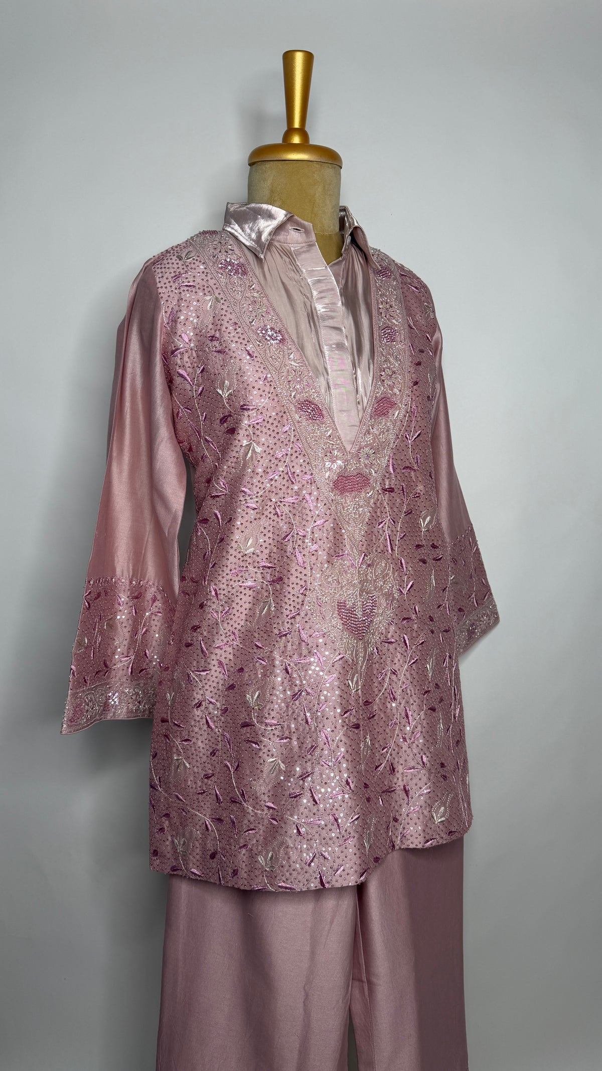 Light Mauve Relaxed Fit Chikankari Co-ord Set