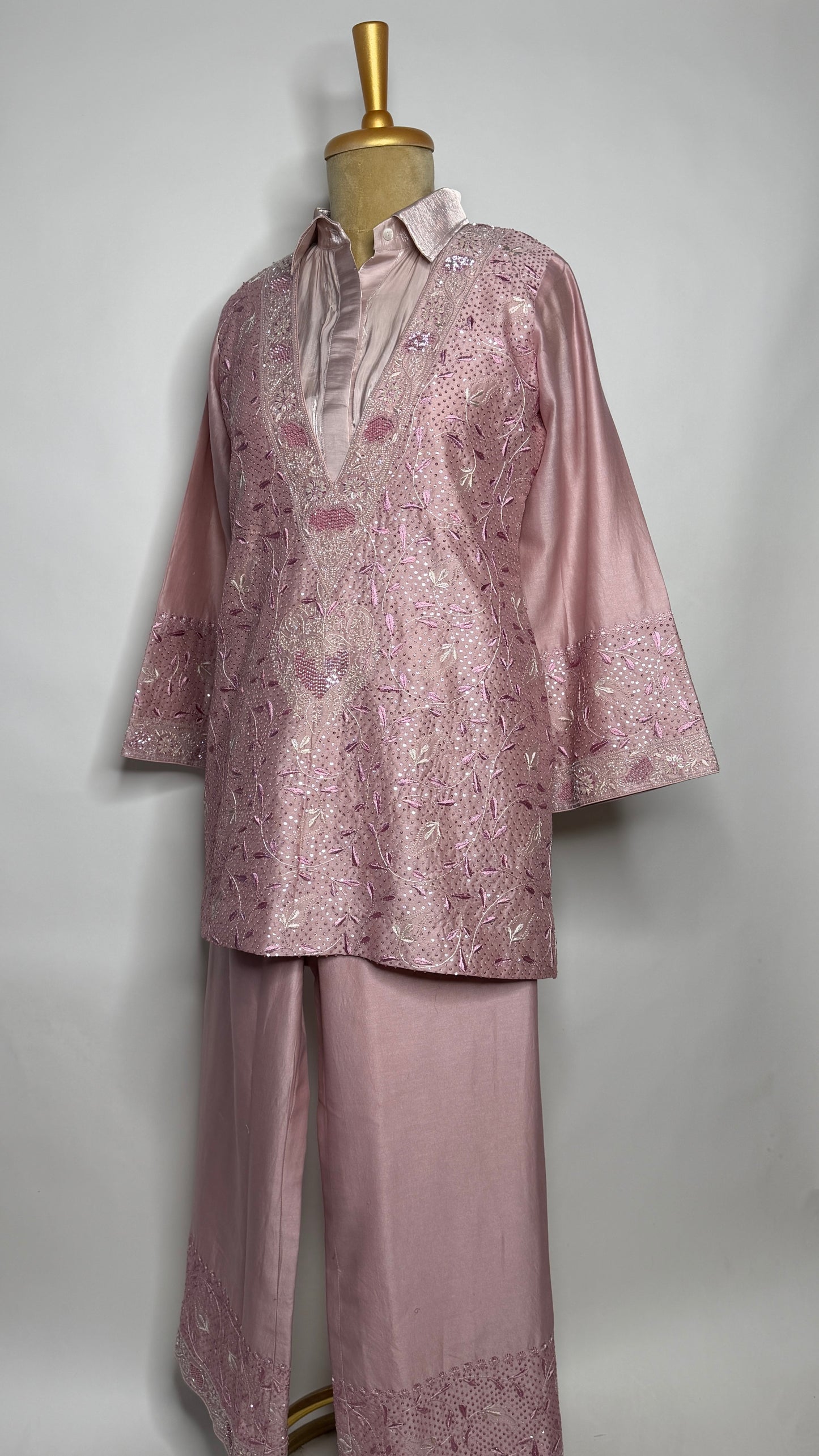 Light Mauve Relaxed Fit Chikankari Co-ord Set