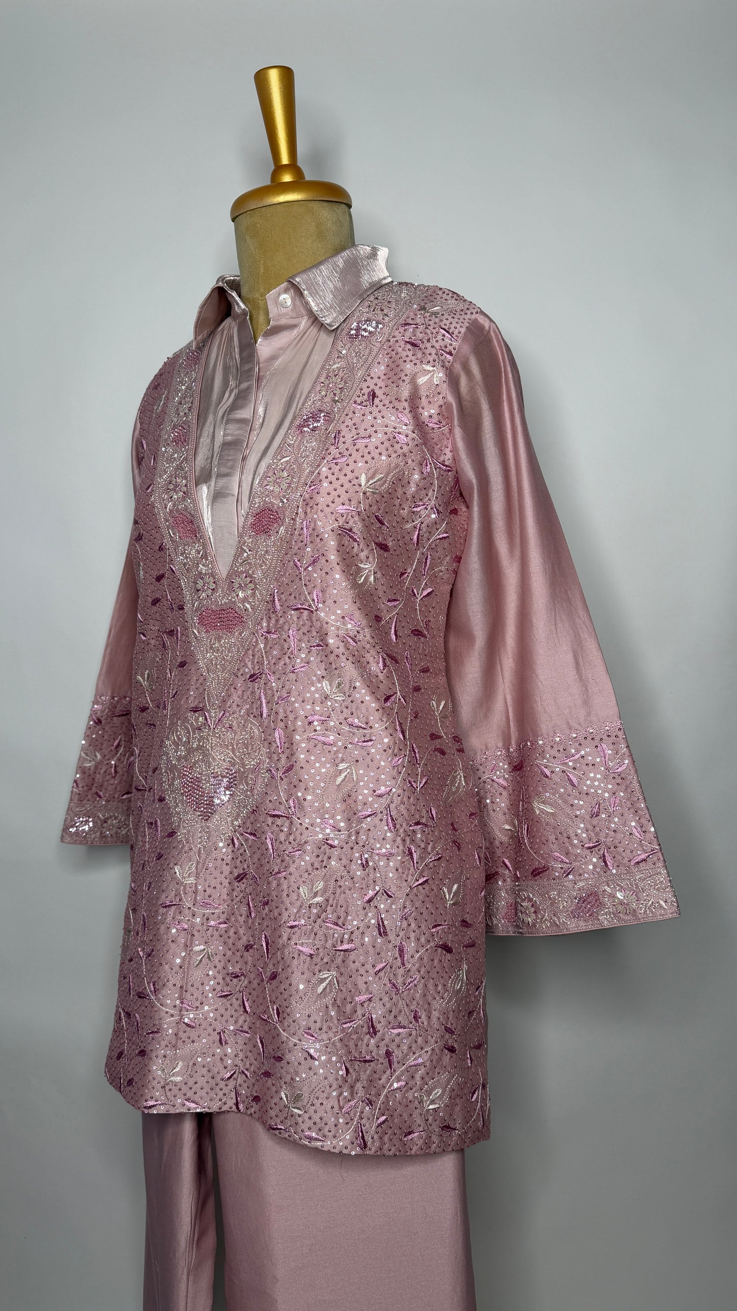 Light Mauve Relaxed Fit Chikankari Co-ord Set