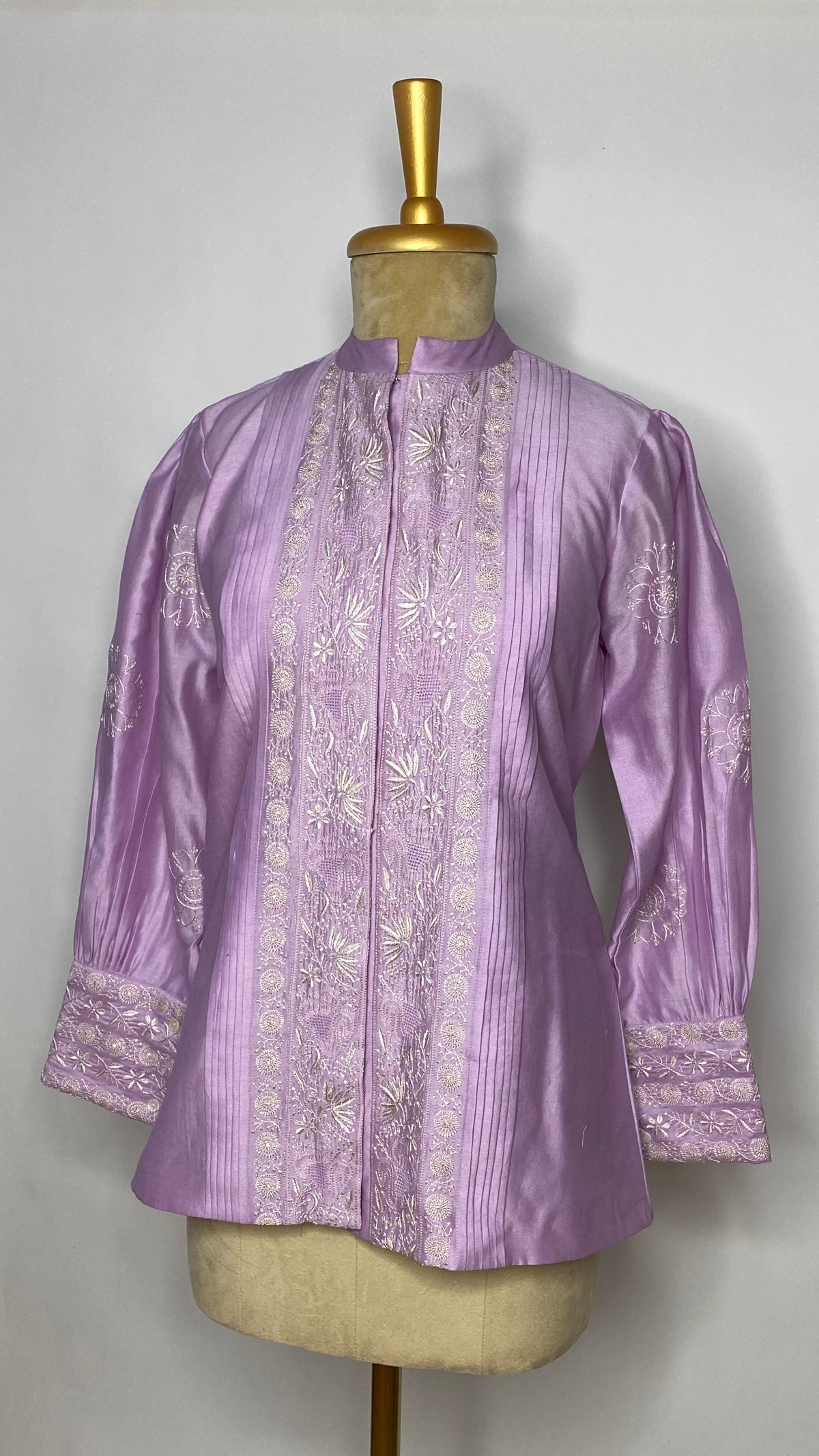 Lavender Pleated Jaali Chikankari Shirt