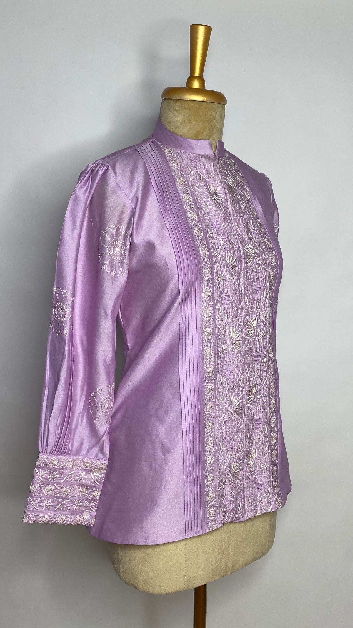 Lavender Pleated Jaali Chikankari Shirt