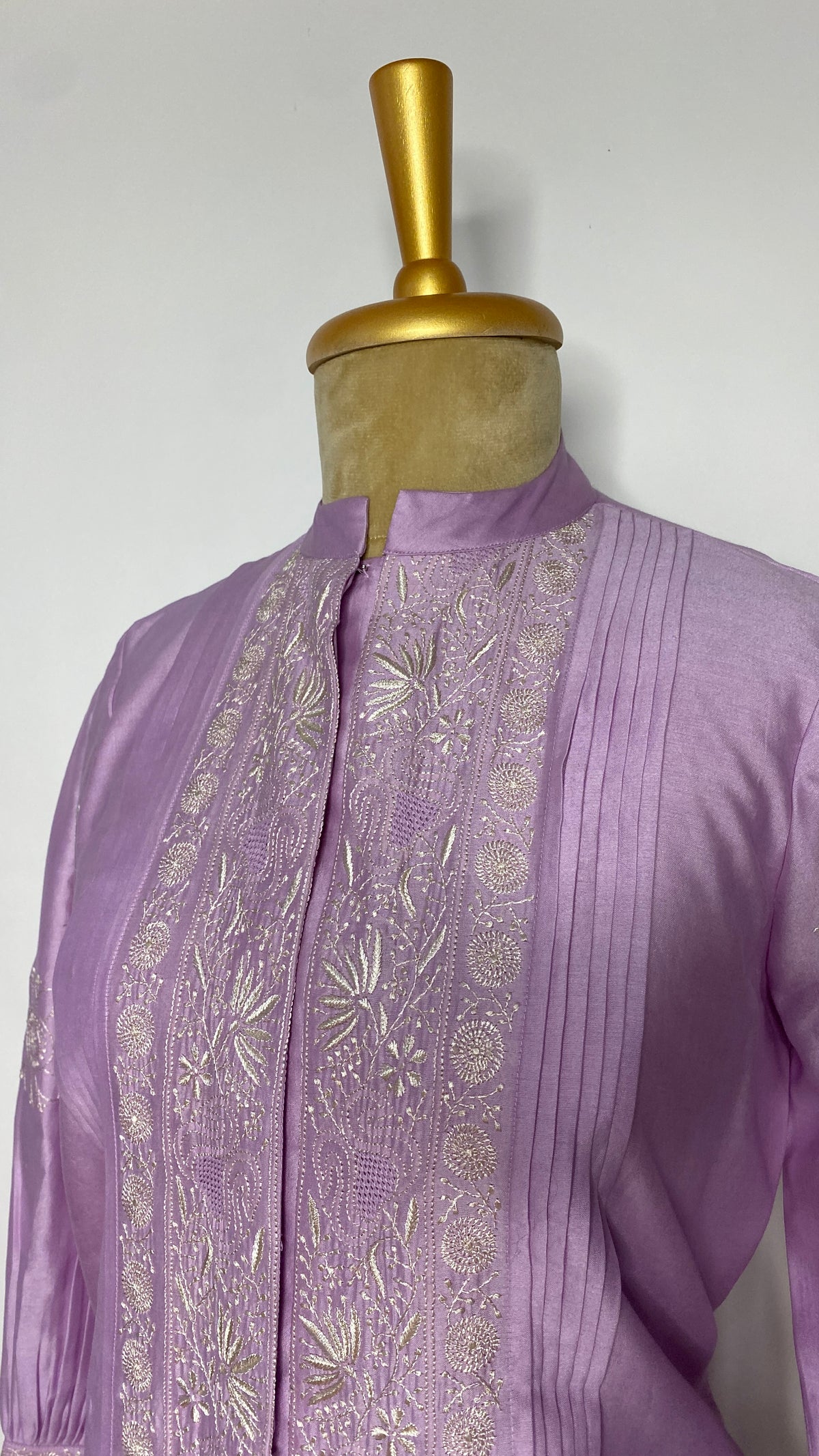 Lavender Pleated Jaali Chikankari Shirt