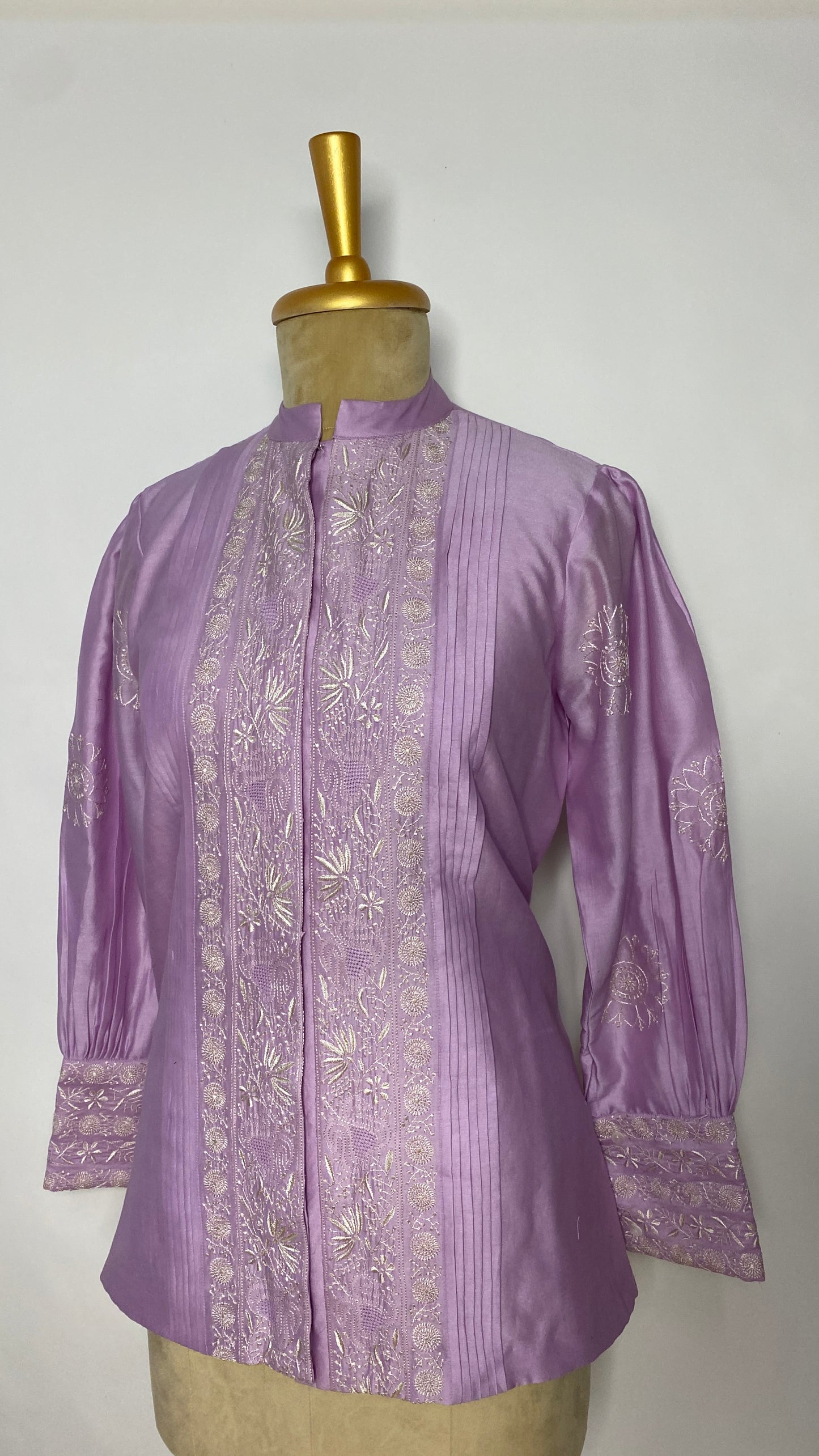 Lavender Pleated Jaali Chikankari Shirt