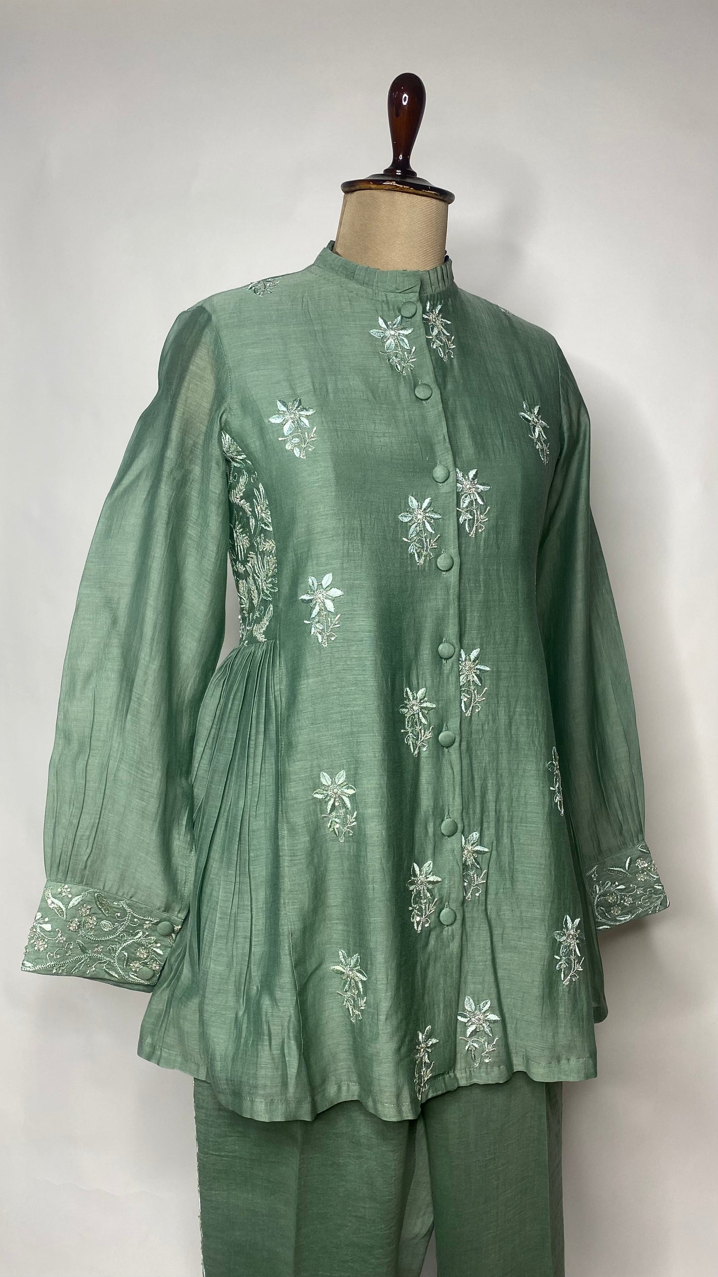 Green Chikankari Festive Co-ord Set