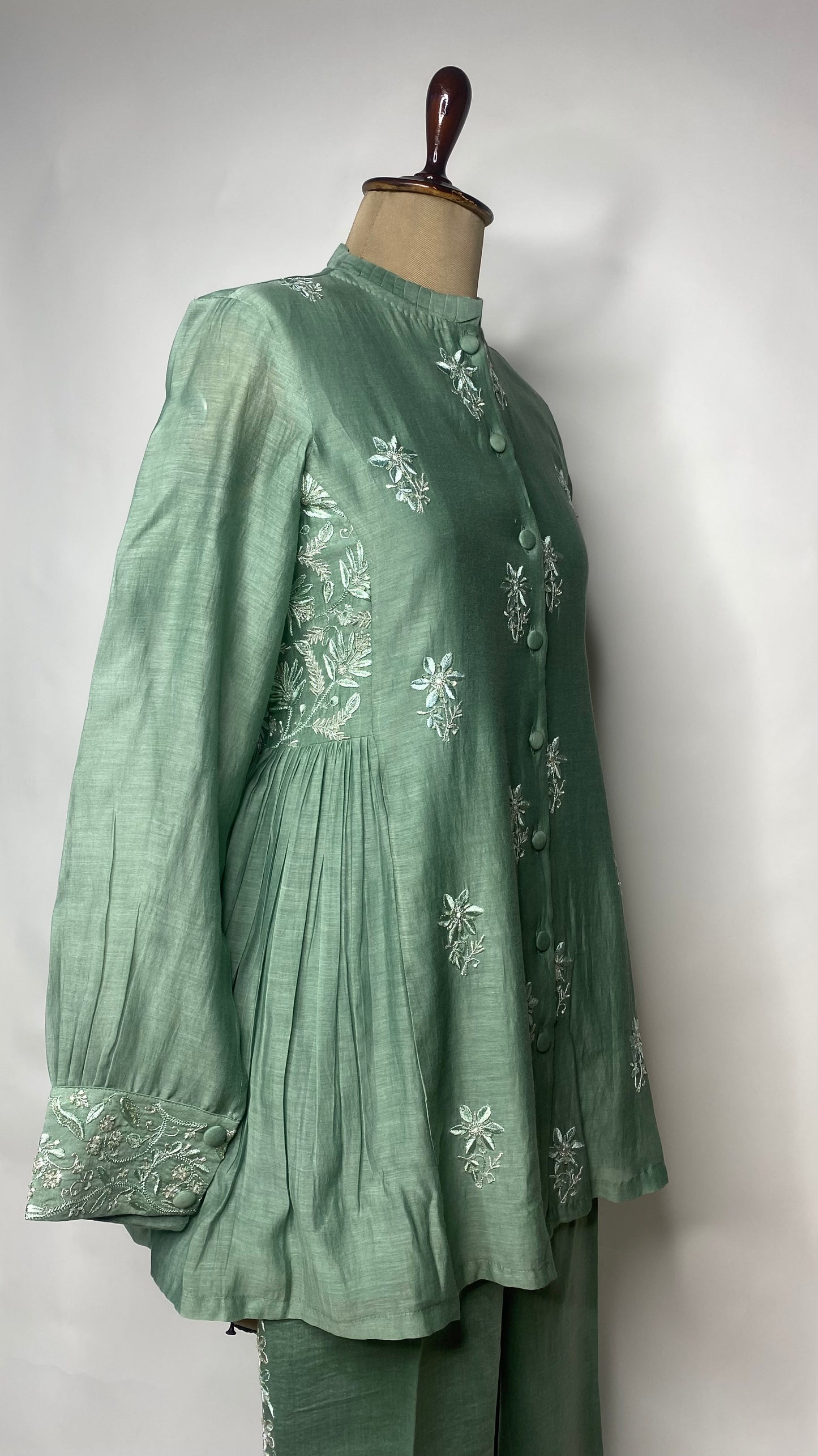 Green Chikankari Festive Co-ord Set