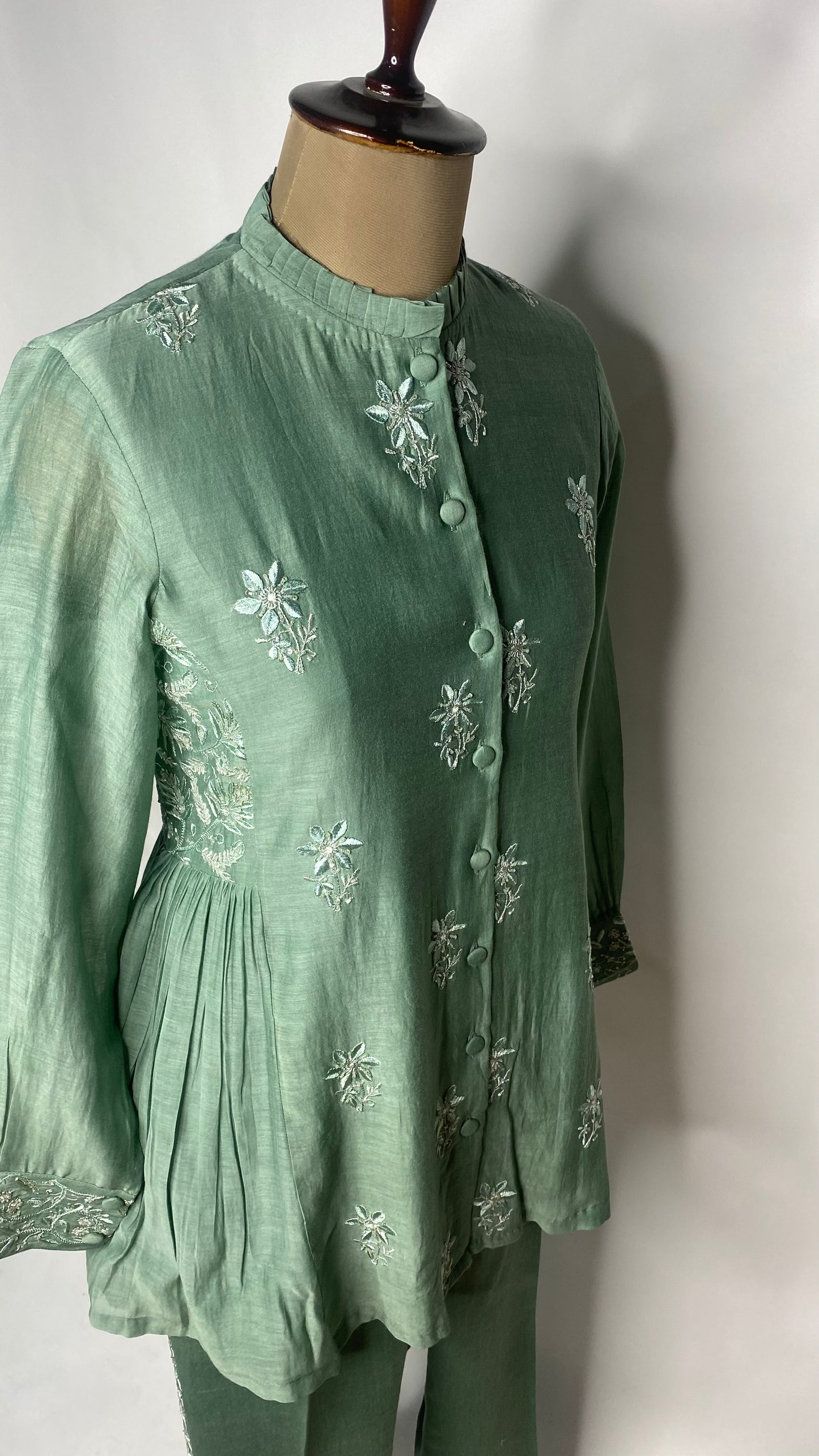 Green Chikankari Festive Co-ord Set