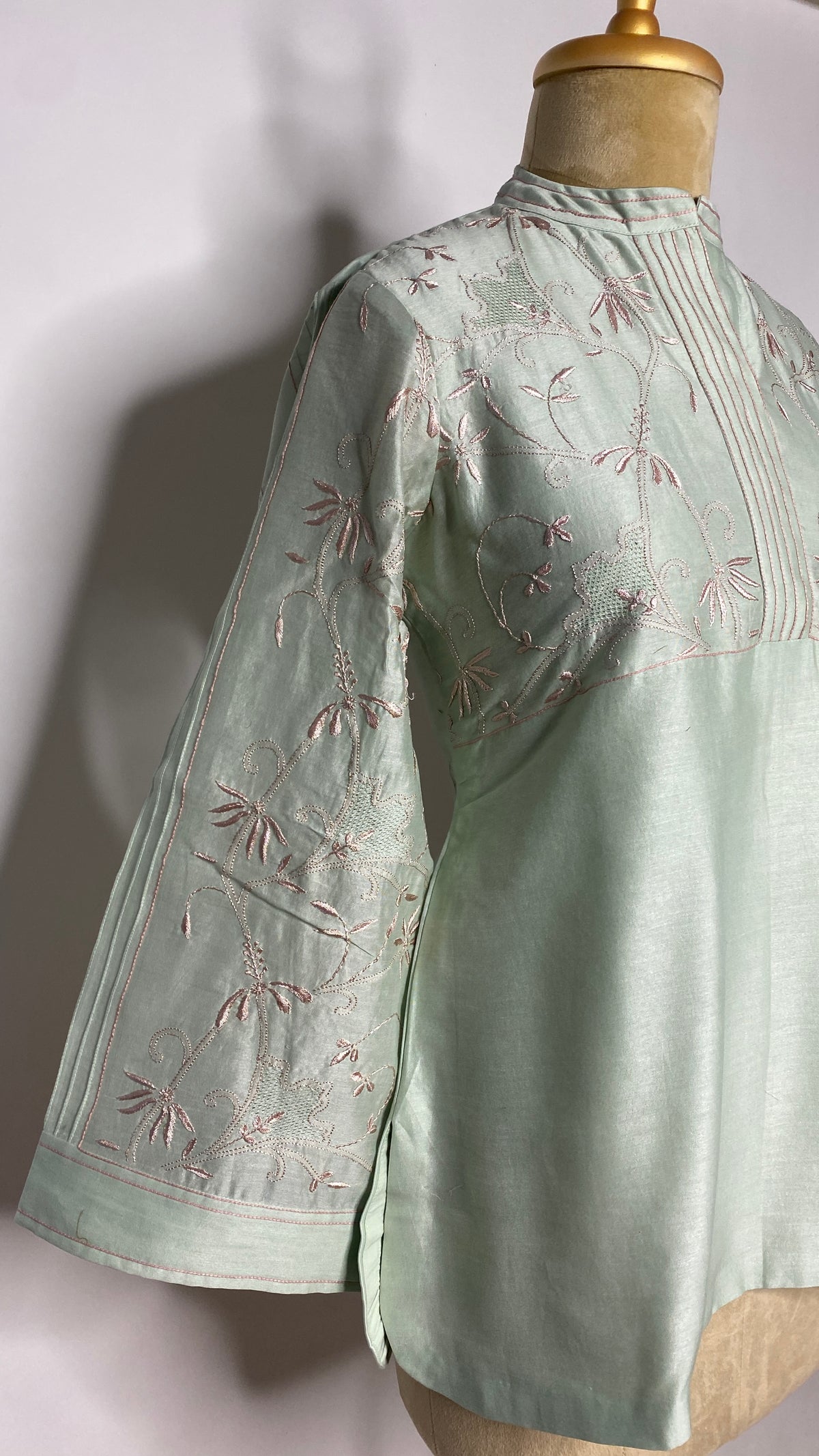 Light Green Jaali Chikankari Top
