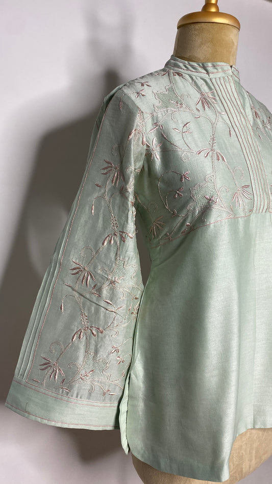 Light Green Jaali Chikankari Top