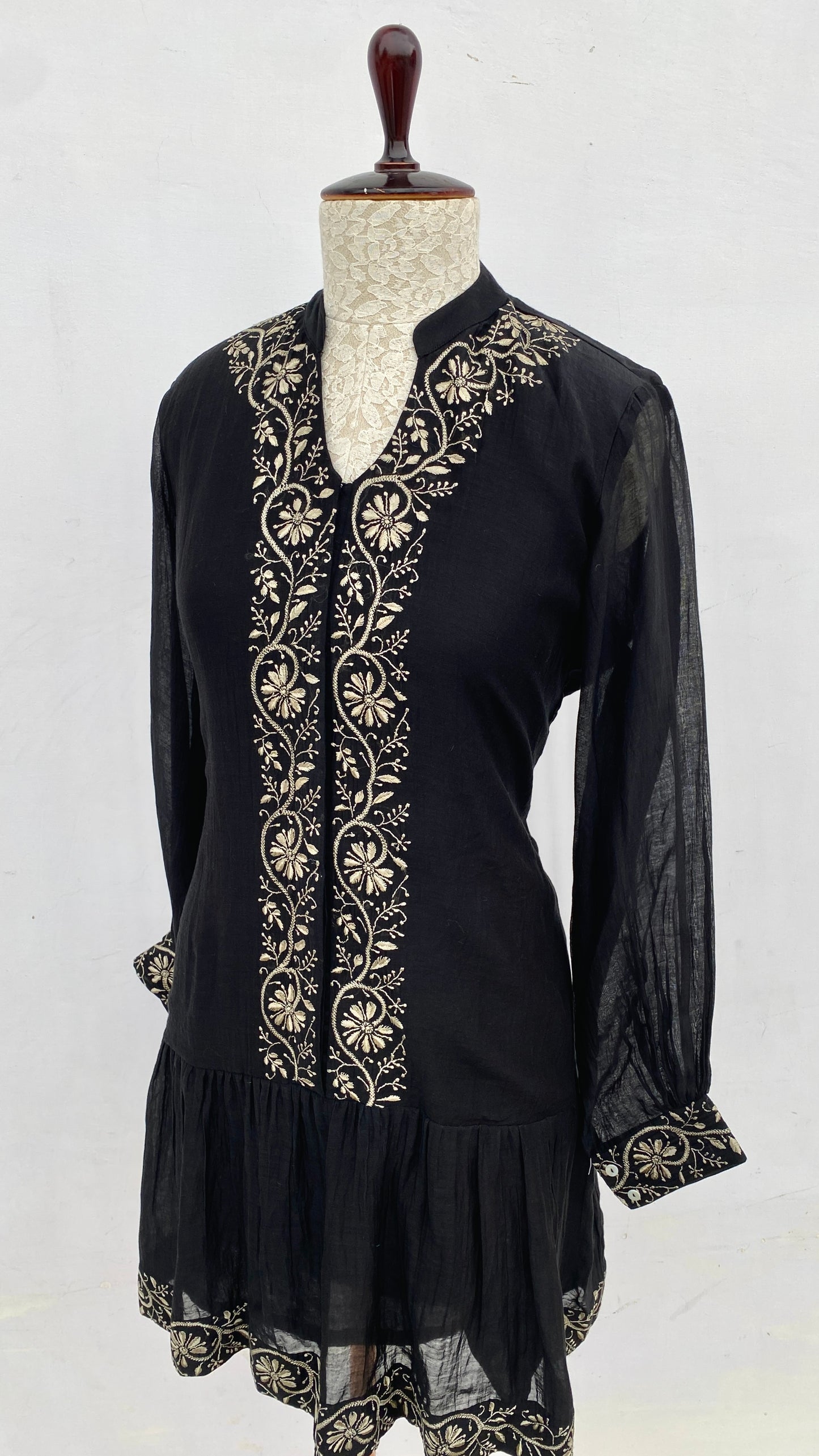 Black A-Line Chikankari Skater Dress