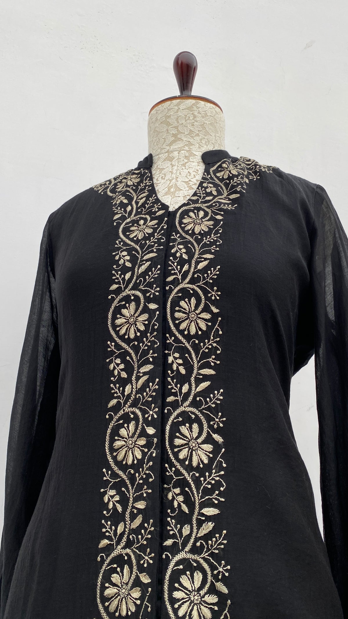 Black A-Line Chikankari Skater Dress