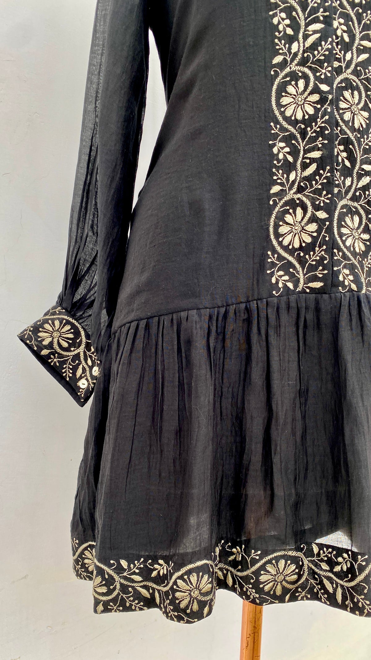 Black A-Line Chikankari Skater Dress
