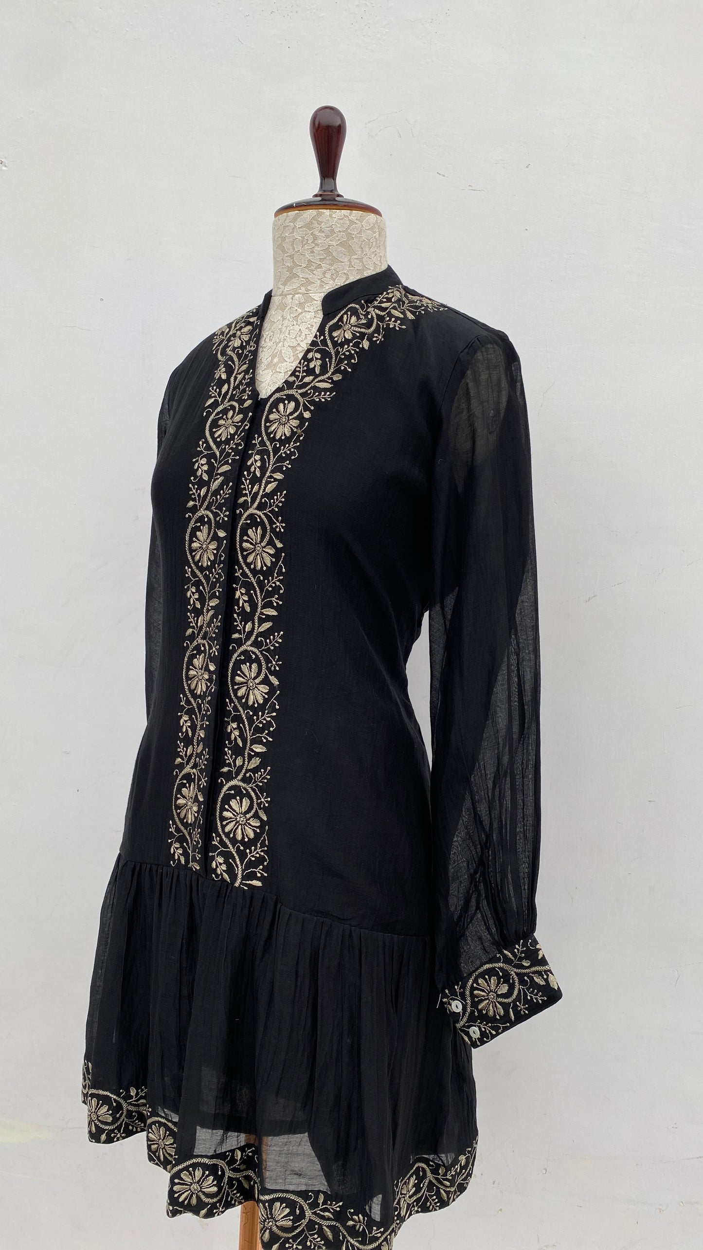Black A-Line Chikankari Skater Dress