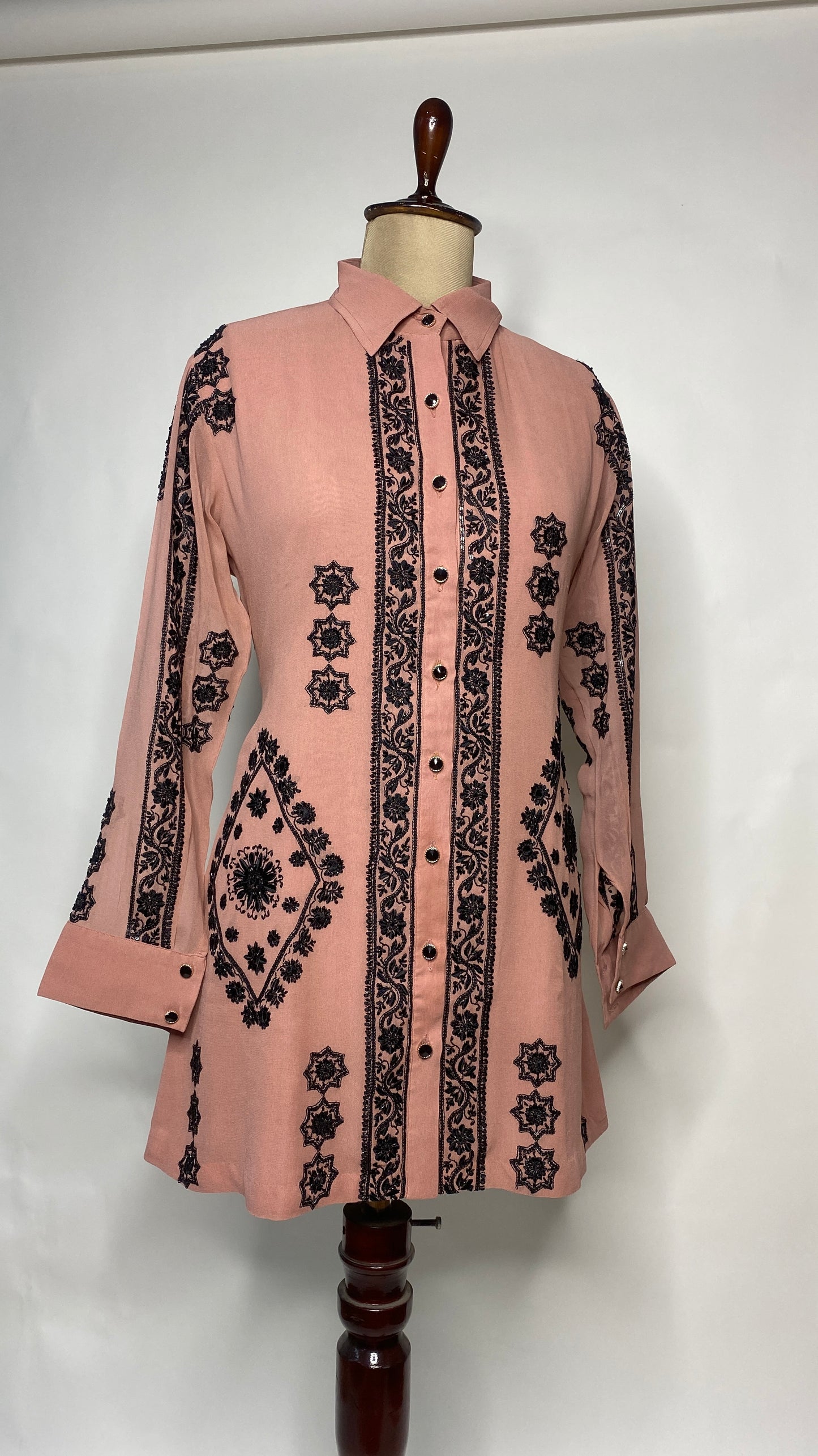 Old Rose Pink Pure Georgette Chikankari Shirt