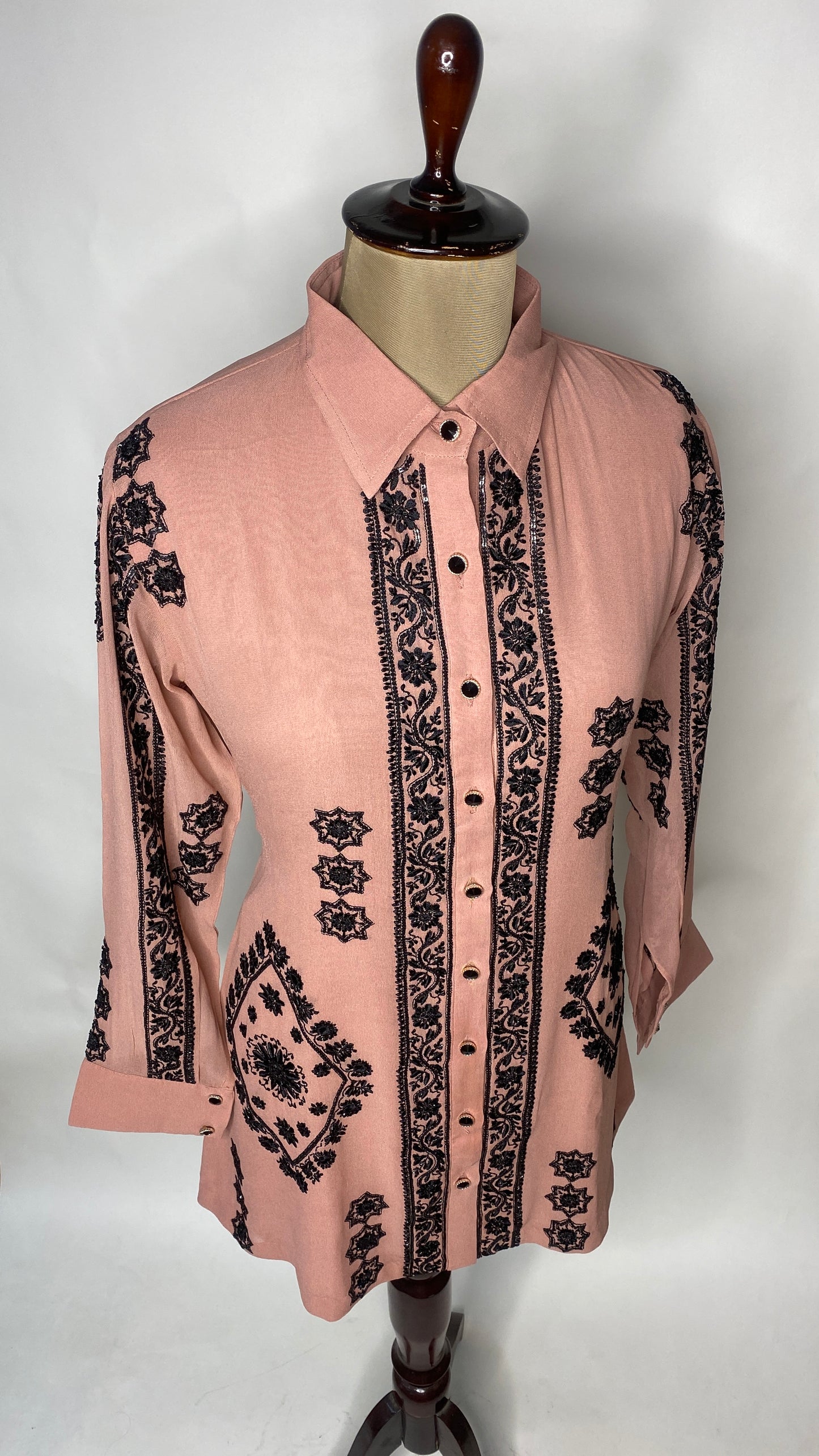 Old Rose Pink Pure Georgette Chikankari Shirt