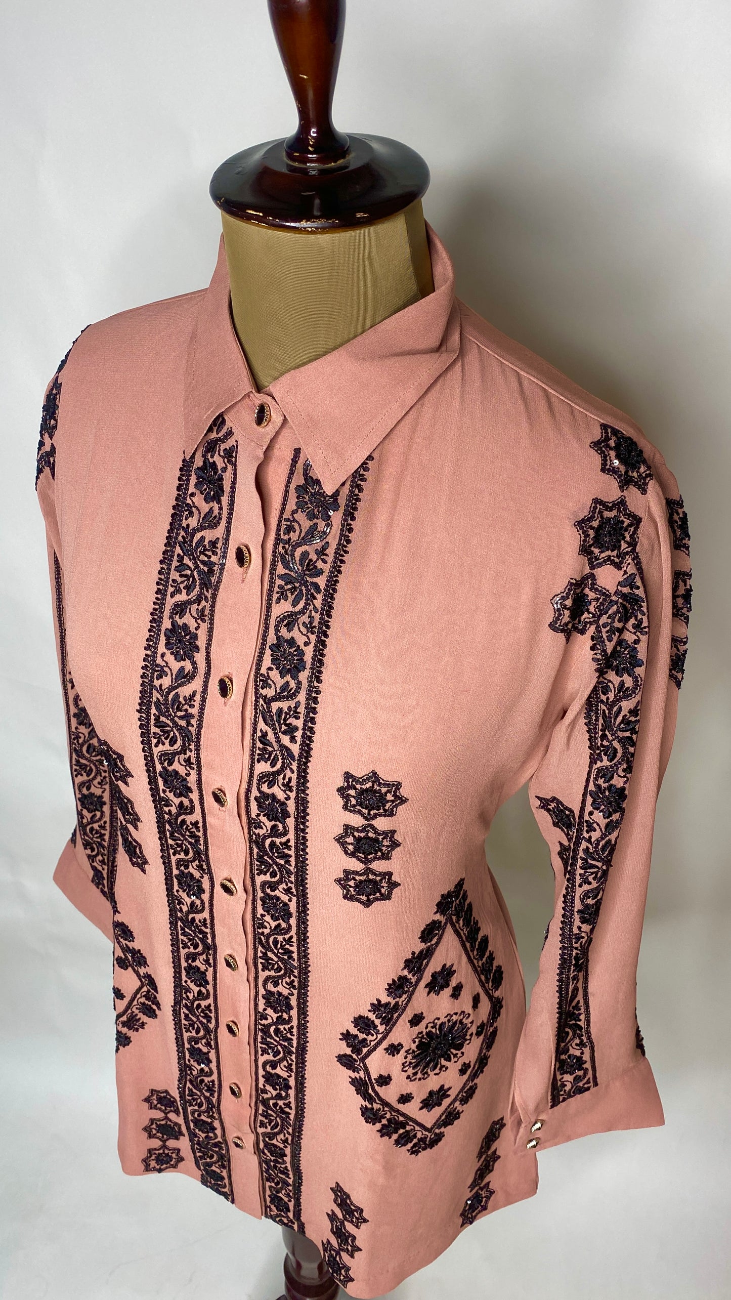 Old Rose Pink Pure Georgette Chikankari Shirt