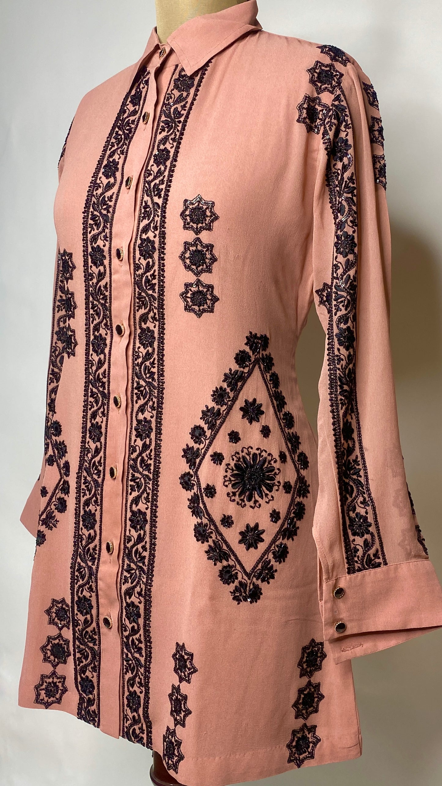 Old Rose Pink Pure Georgette Chikankari Shirt