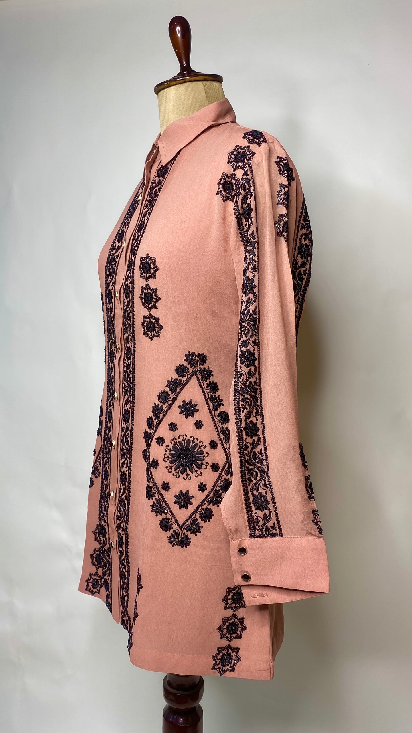 Old Rose Pink Pure Georgette Chikankari Shirt