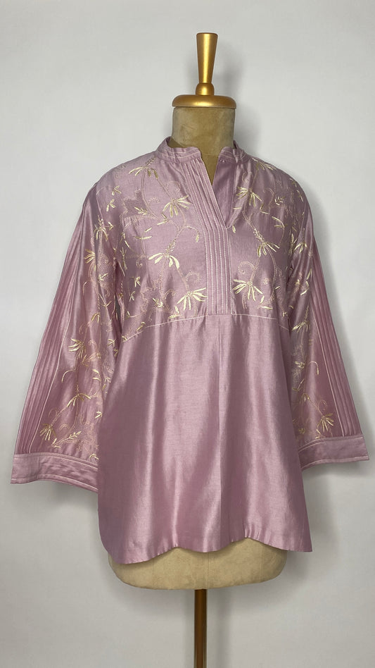 Light Mauve Jaali Chikankari Top