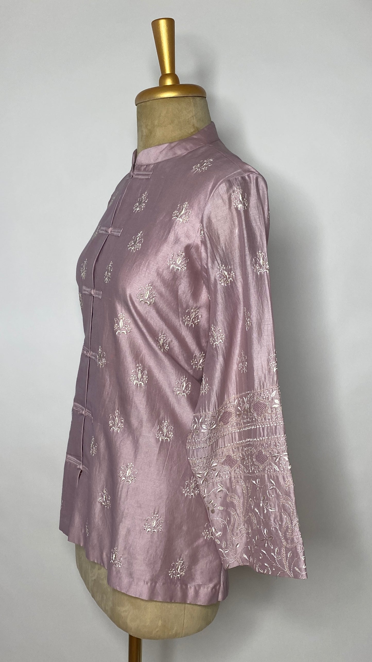 Light Mauve Frog Fastening Chikankari Shirt
