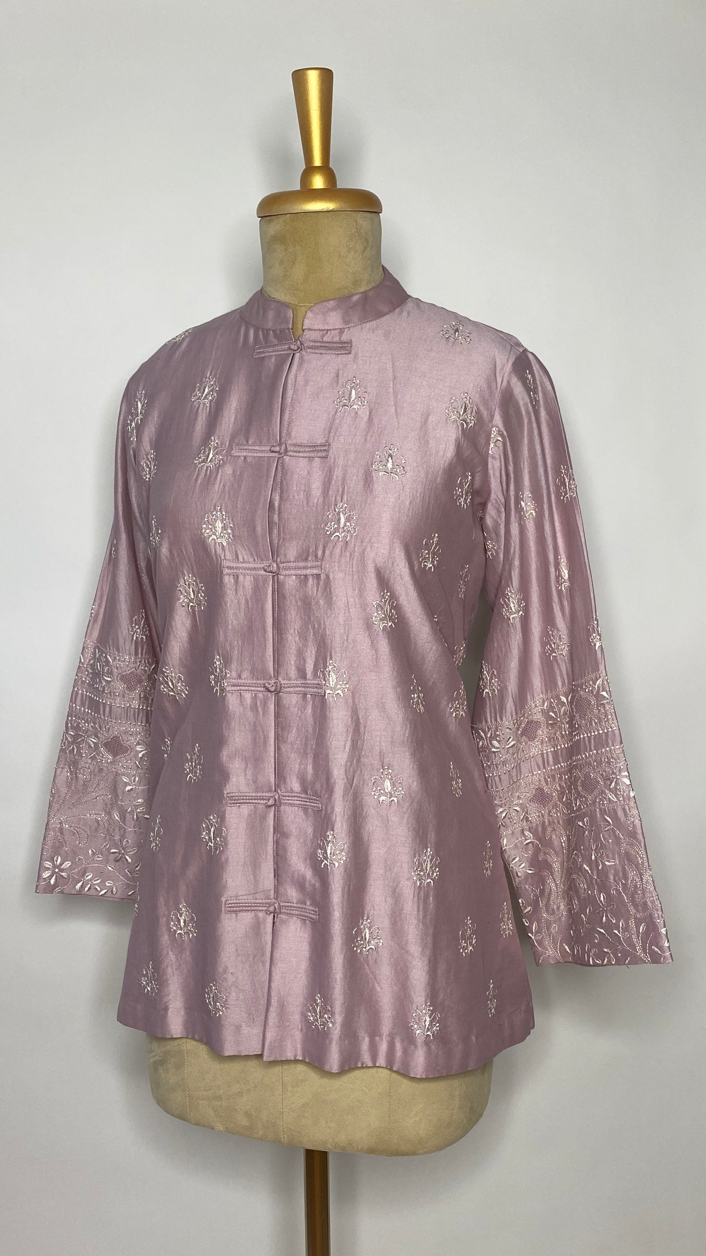 Light Mauve Frog Fastening Chikankari Shirt