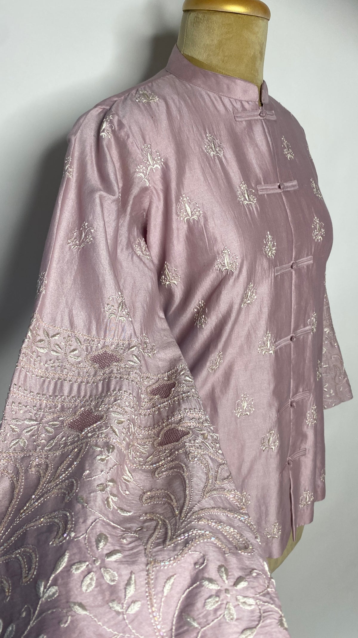 Light Mauve Frog Fastening Chikankari Shirt