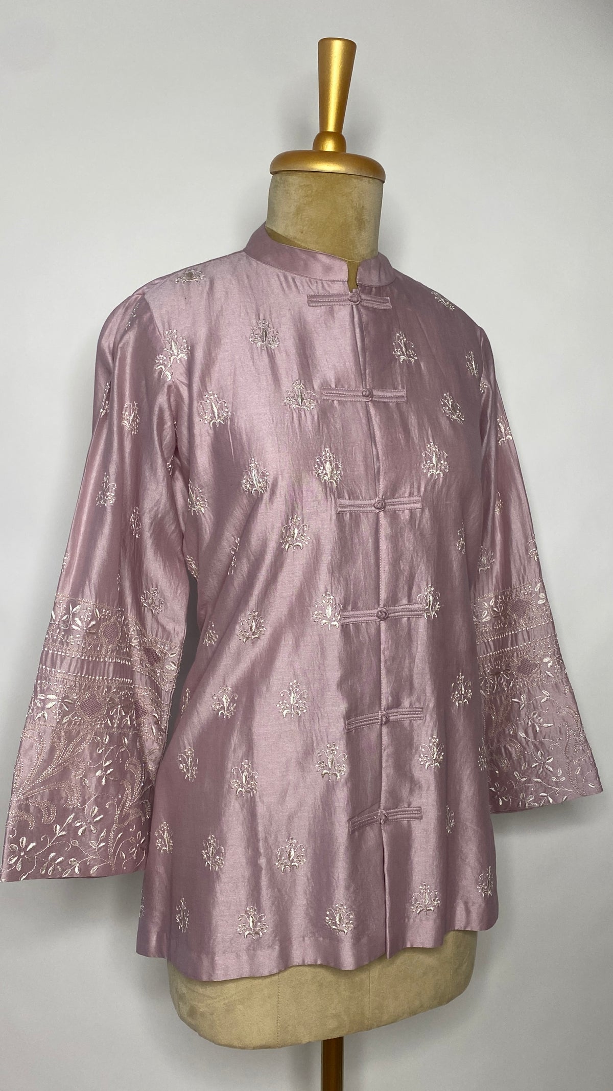 Light Mauve Frog Fastening Chikankari Shirt