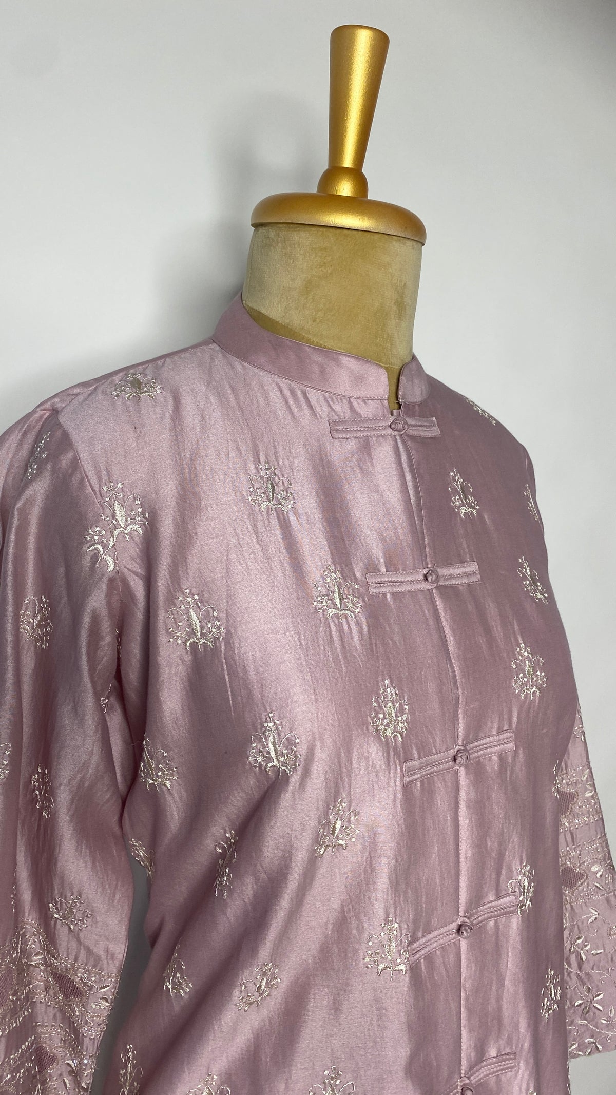 Light Mauve Frog Fastening Chikankari Shirt