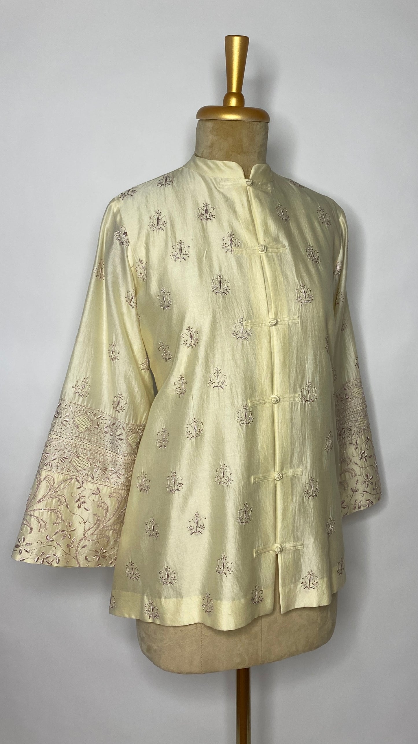 Butter Yellow Frog Fastening Chikankari Shirt