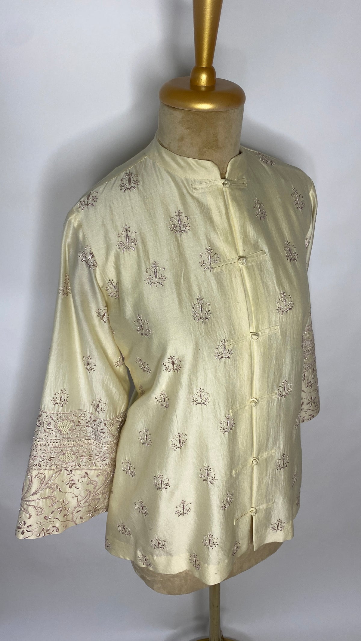 Butter Yellow Frog Fastening Chikankari Shirt