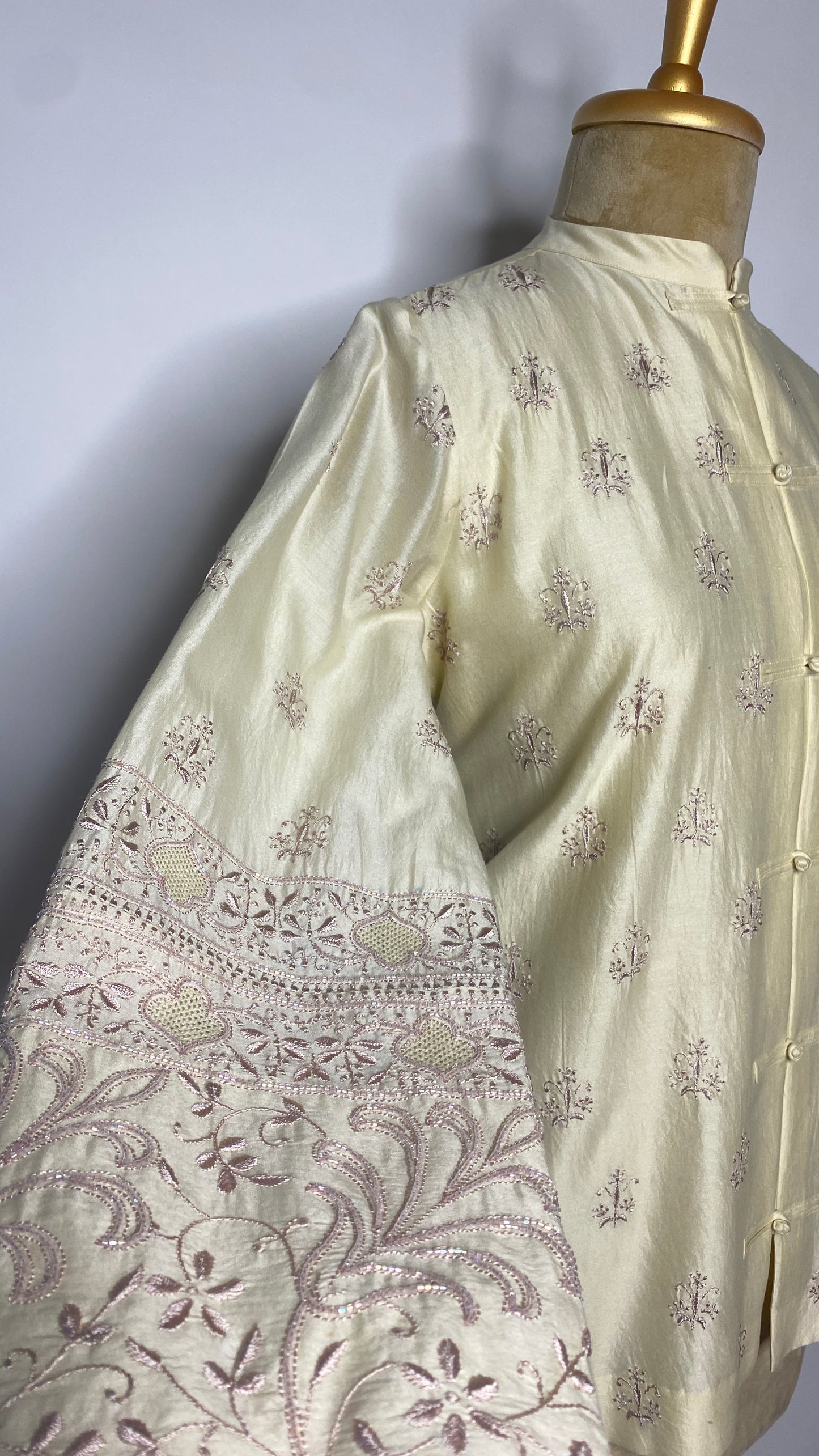 Butter Yellow Frog Fastening Chikankari Shirt