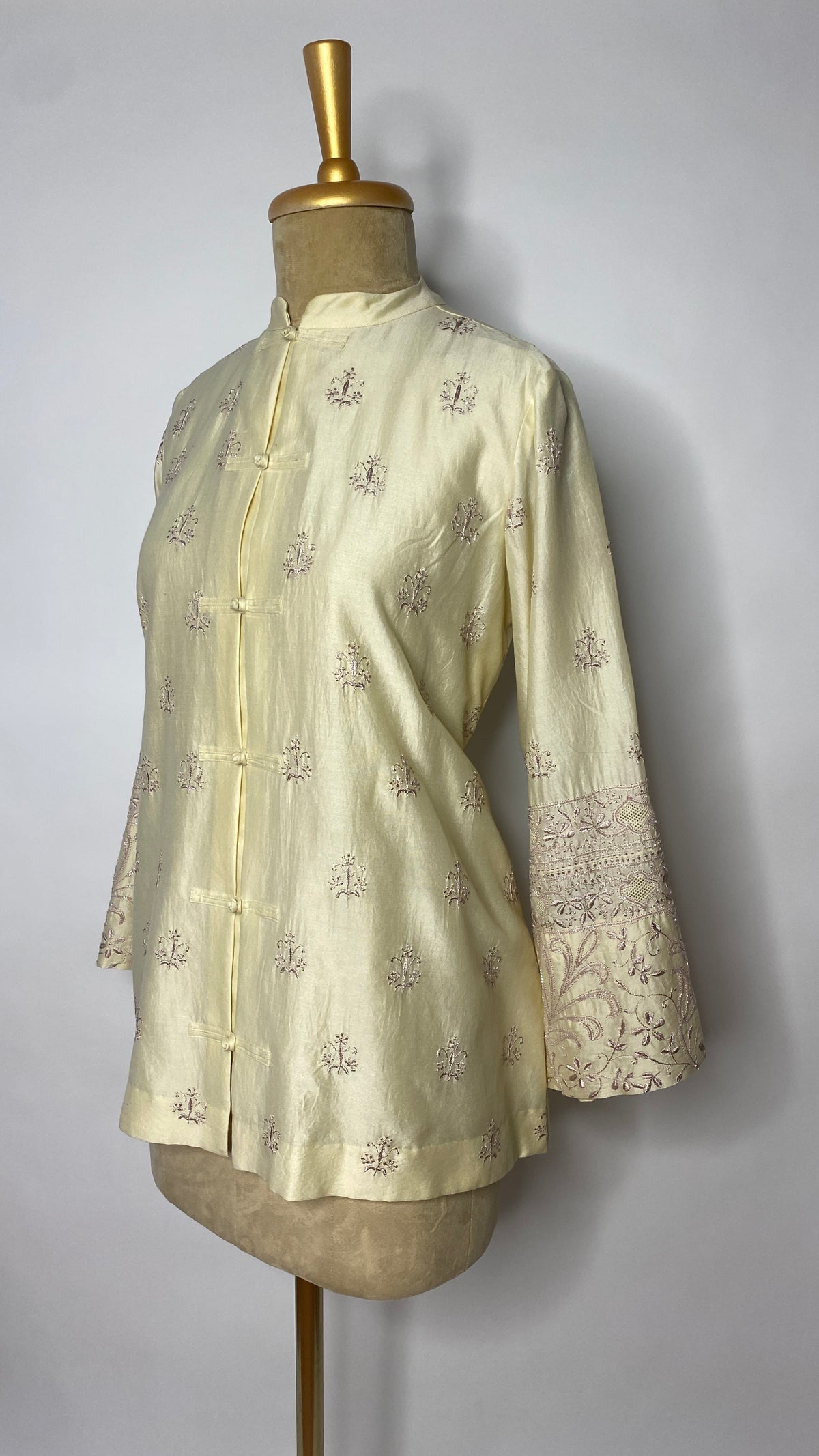 Butter Yellow Frog Fastening Chikankari Shirt