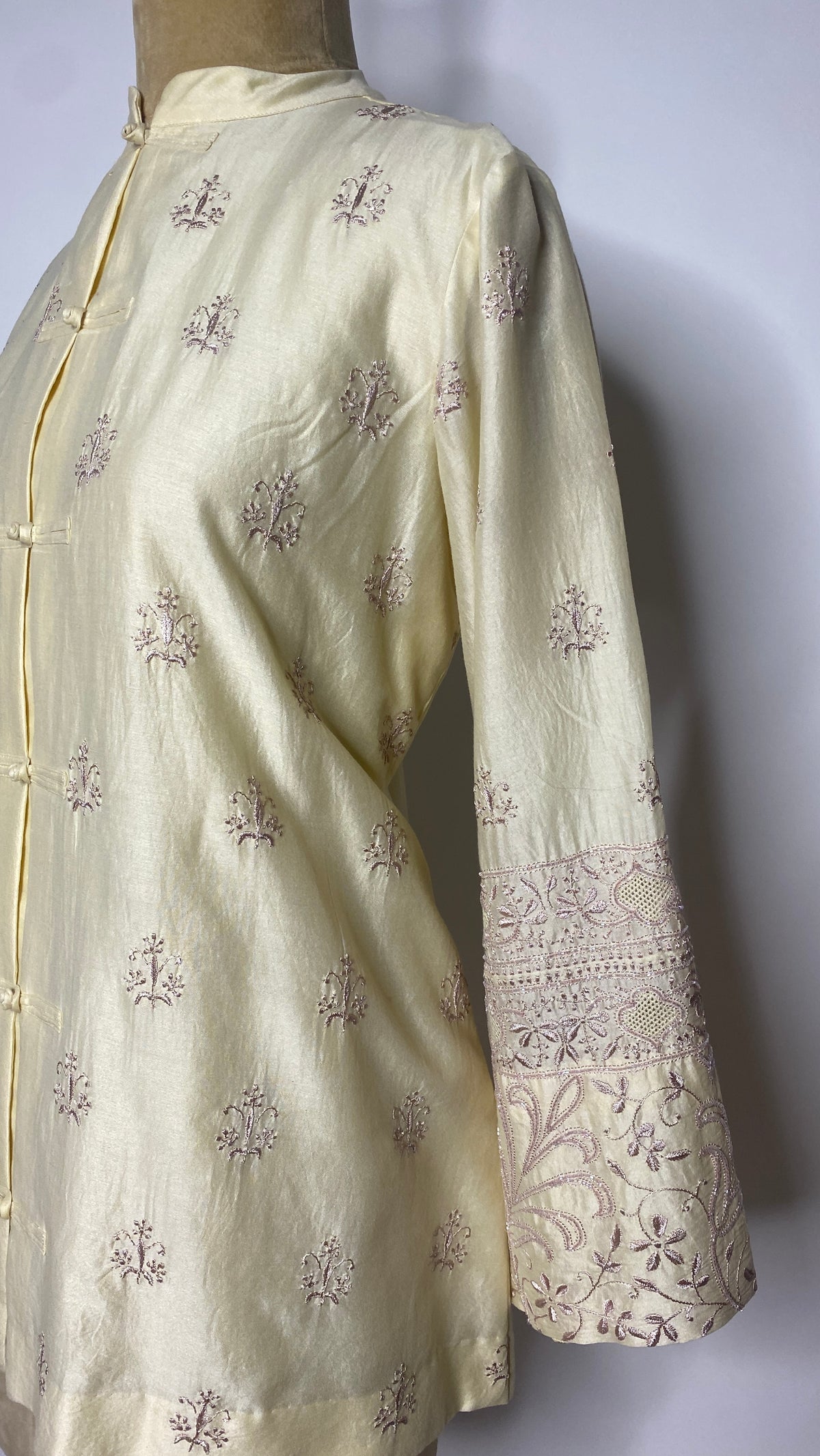 Butter Yellow Frog Fastening Chikankari Shirt