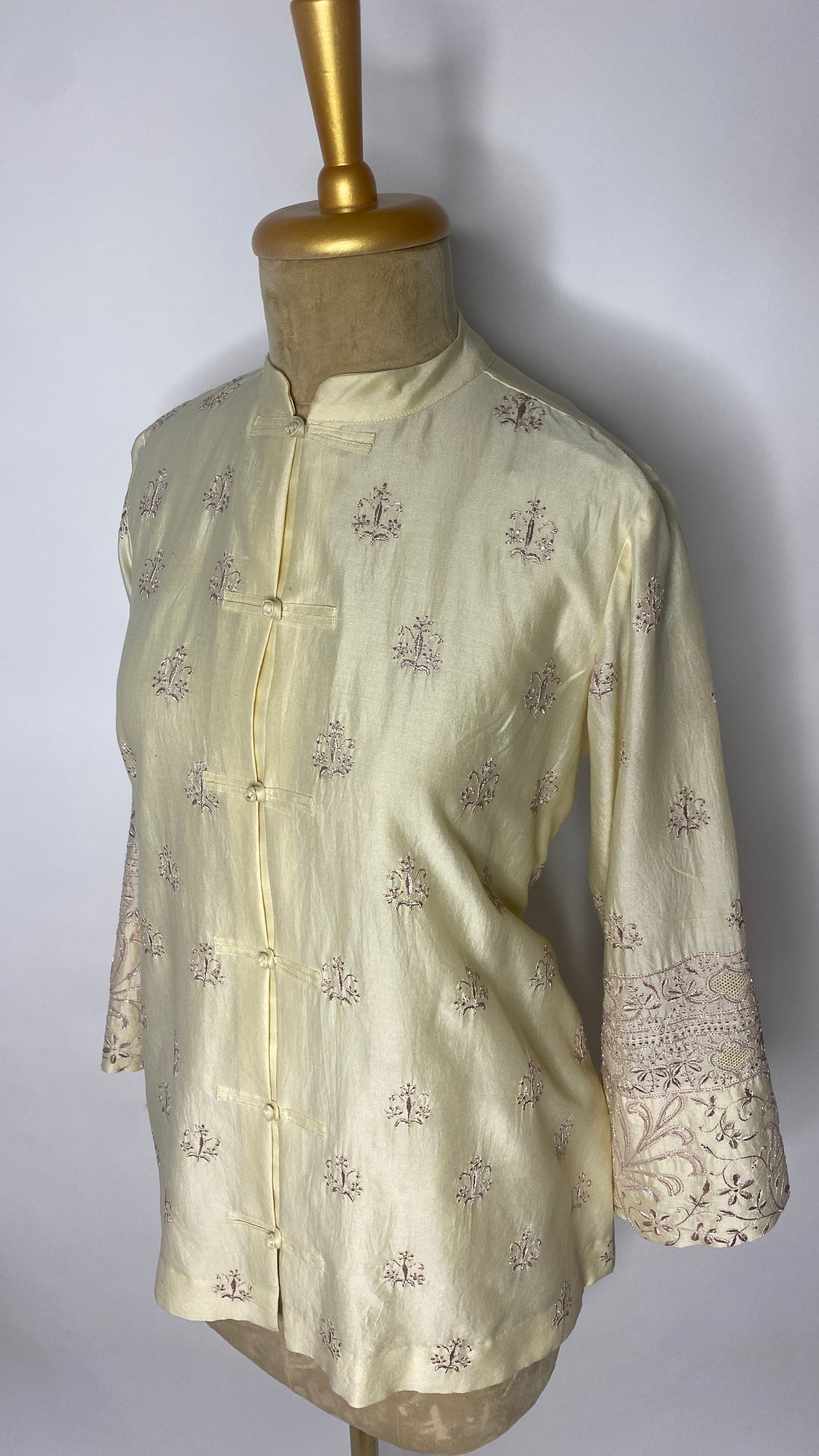 Butter Yellow Frog Fastening Chikankari Shirt