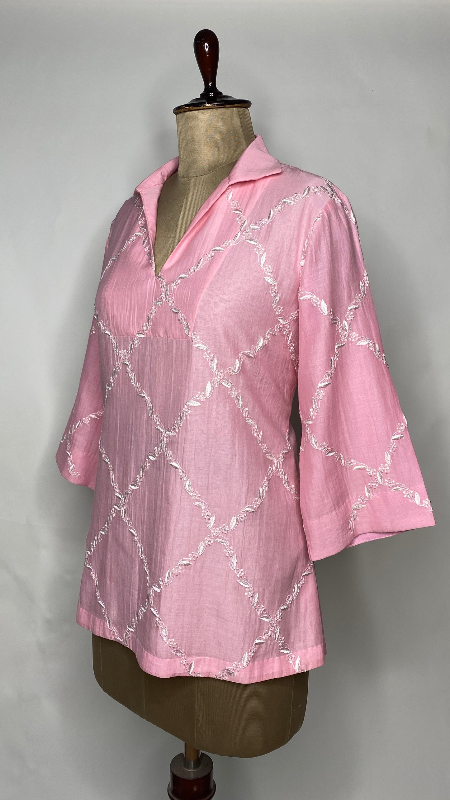 Pink Mul Chanderi Collared Top