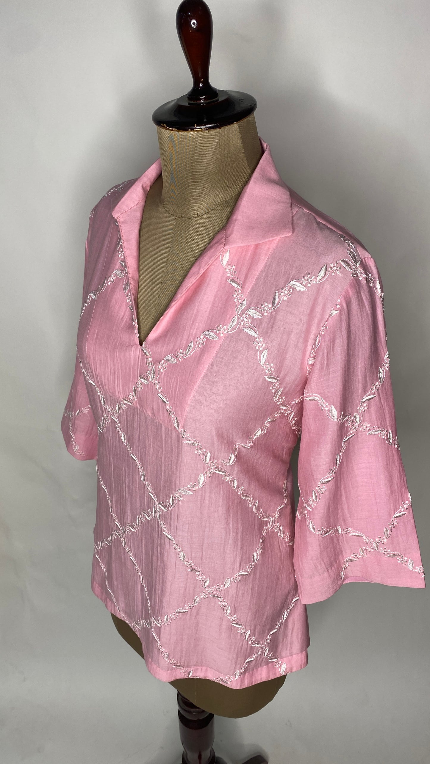 Pink Mul Chanderi Collared Top