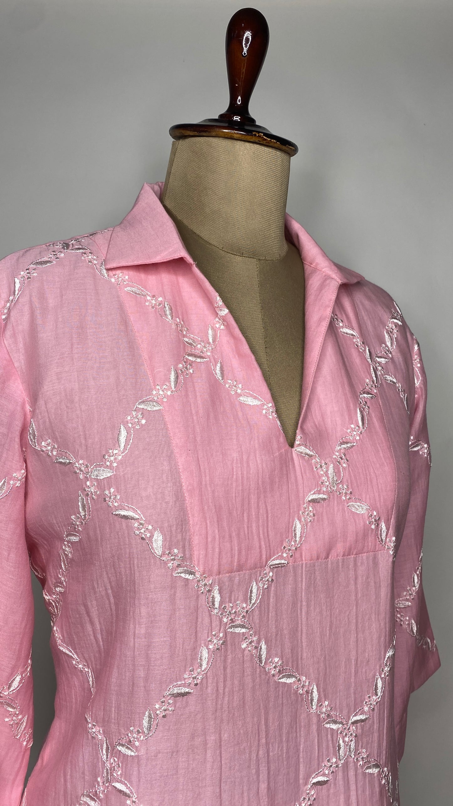 Pink Mul Chanderi Collared Top