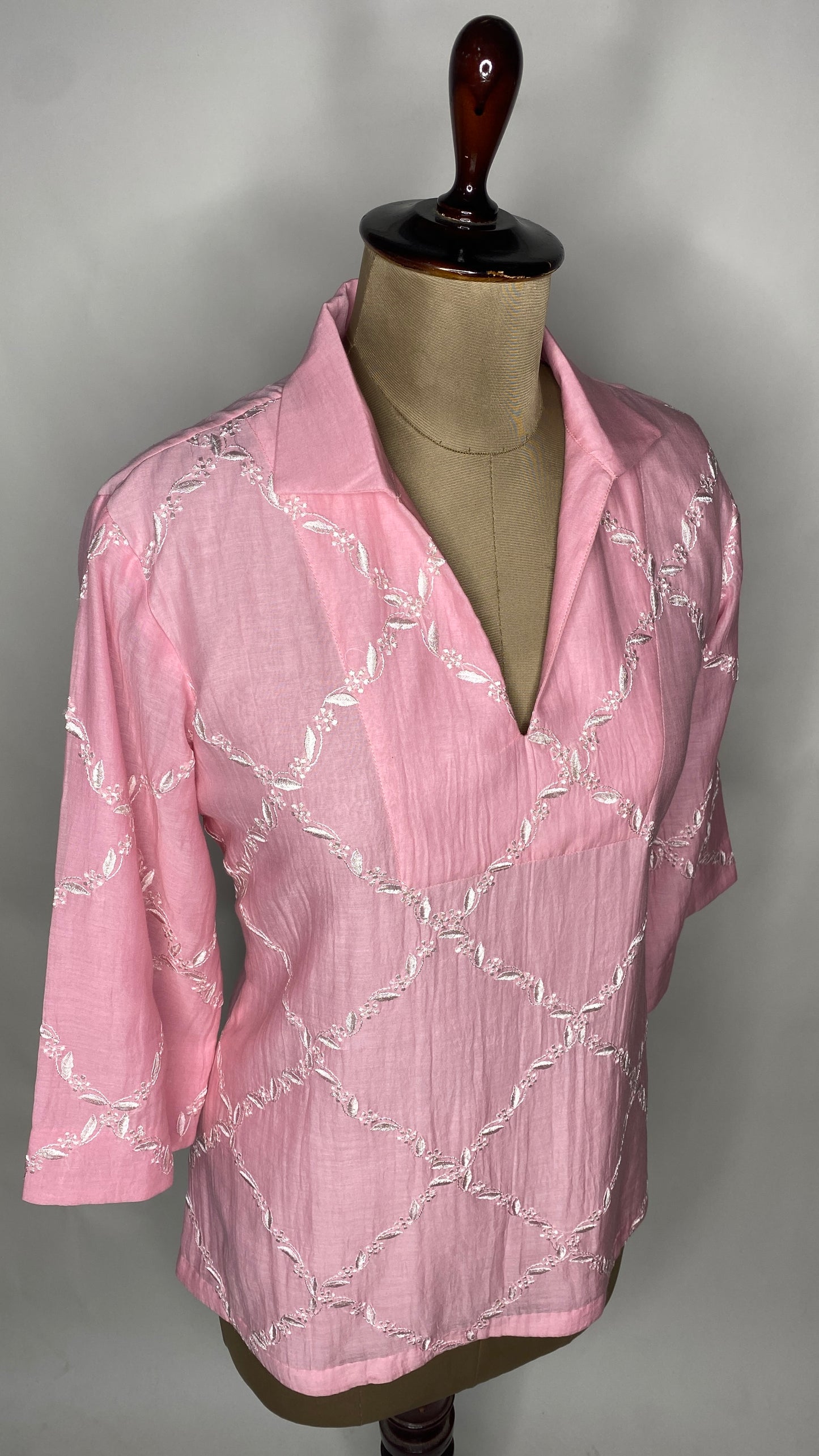 Pink Mul Chanderi Collared Top