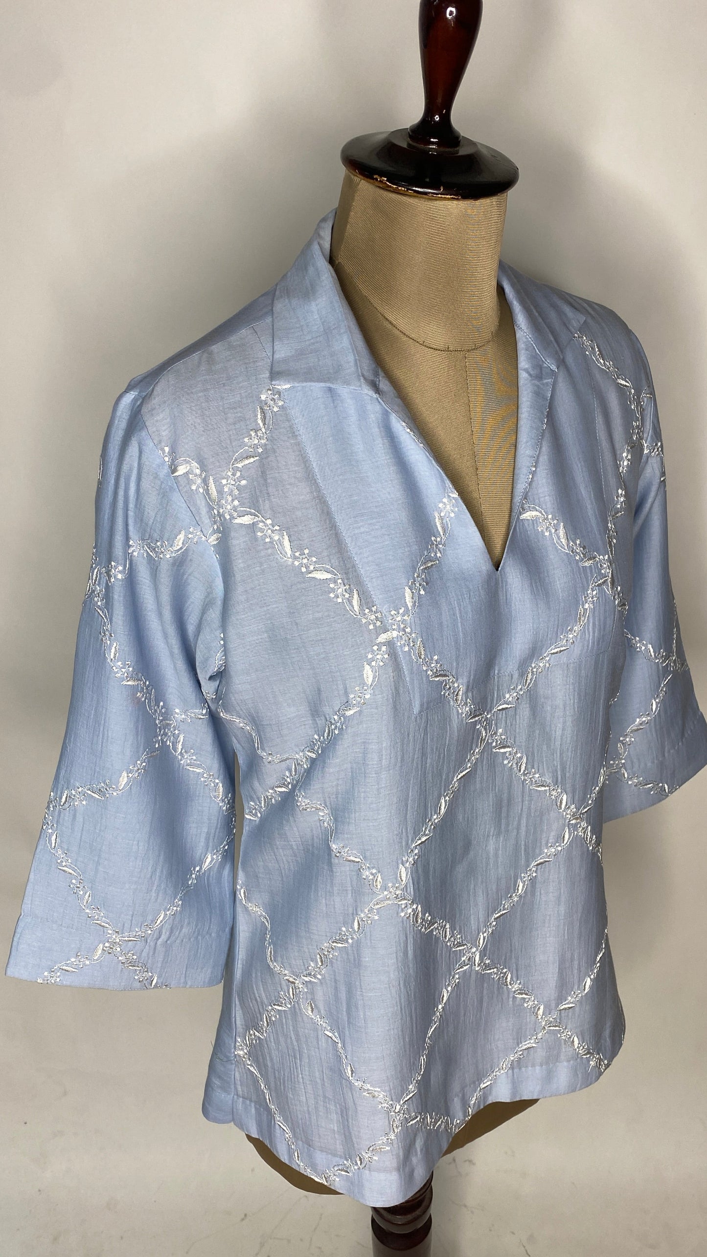 Pastel Blue Collared Chikankari Top