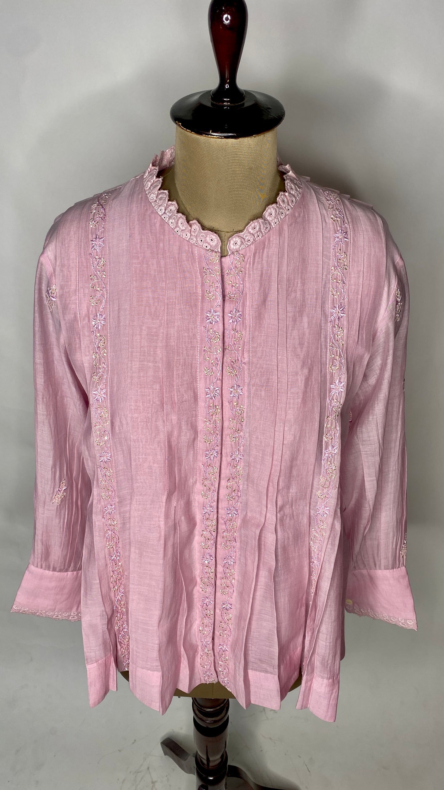 Mauve Blush Pleated Chikankari Shirt