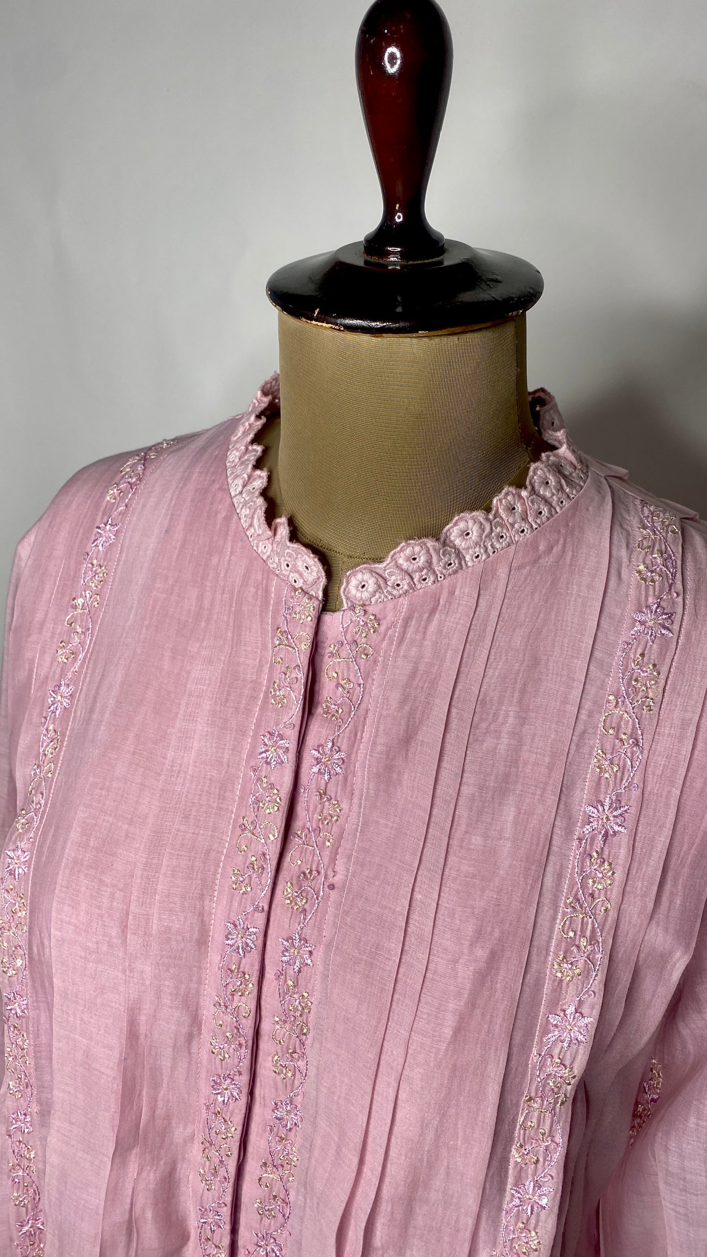 Mauve Blush Pleated Chikankari Shirt