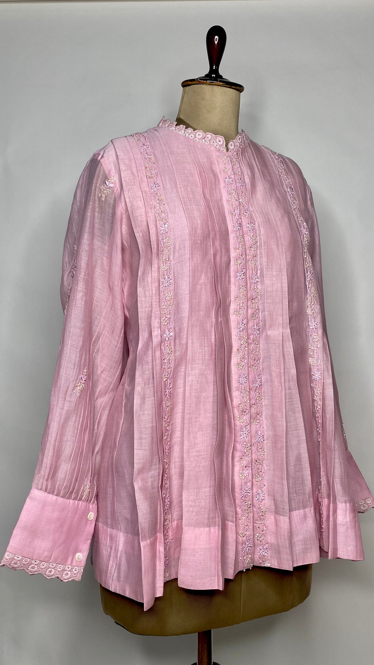 Mauve Blush Pleated Chikankari Shirt