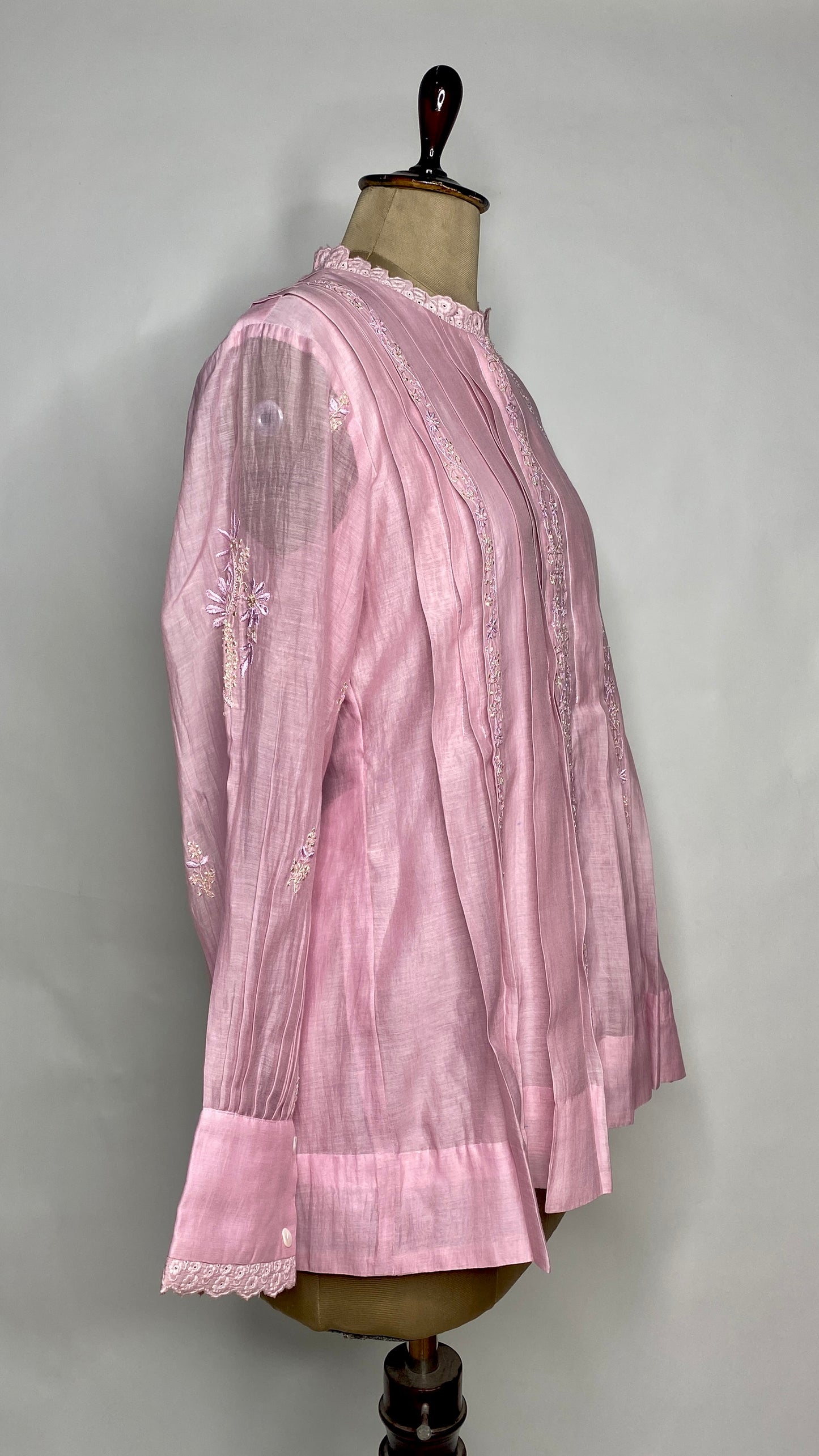 Mauve Blush Pleated Chikankari Shirt